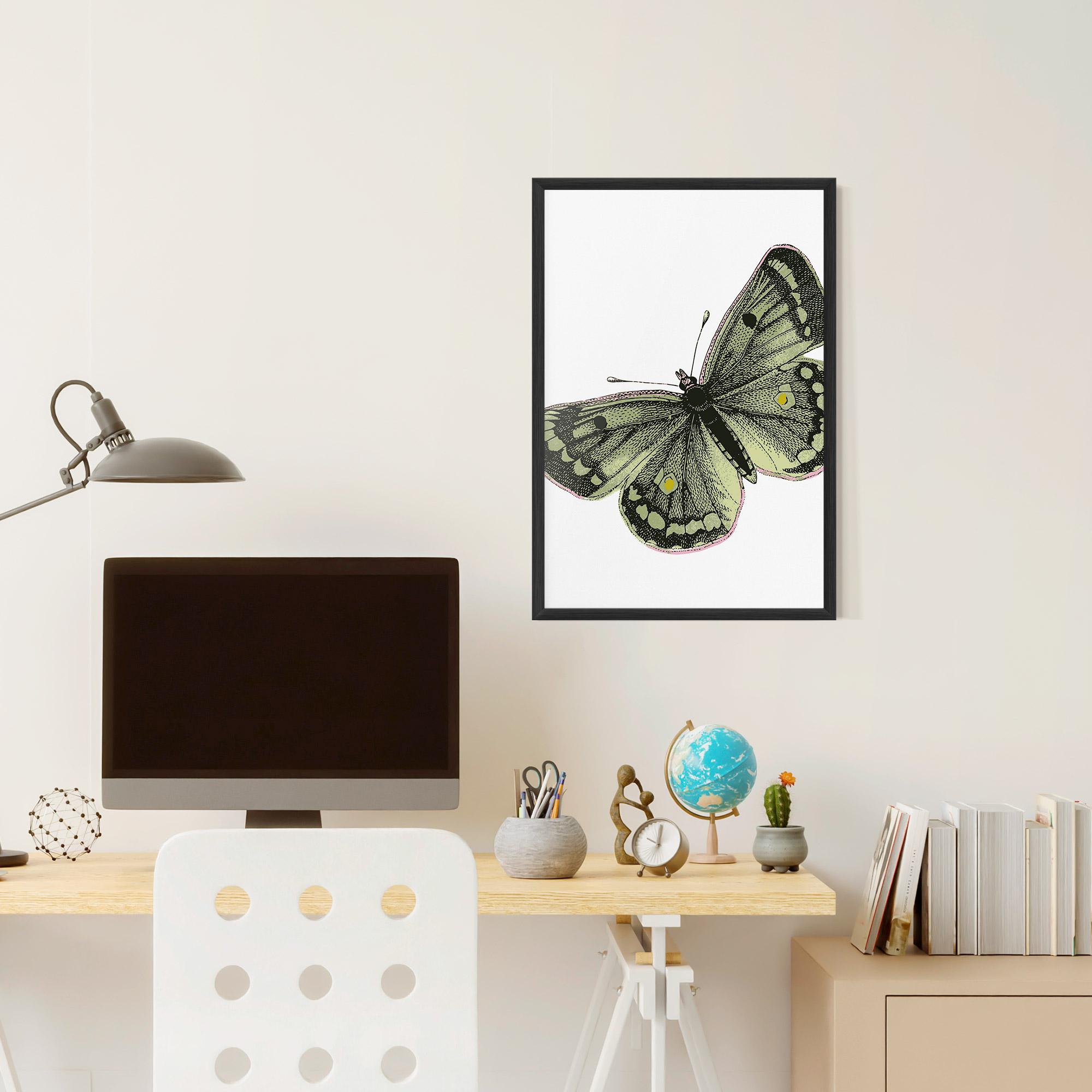Keretezett Poszter Grey Yellow Butterfly mockup 6