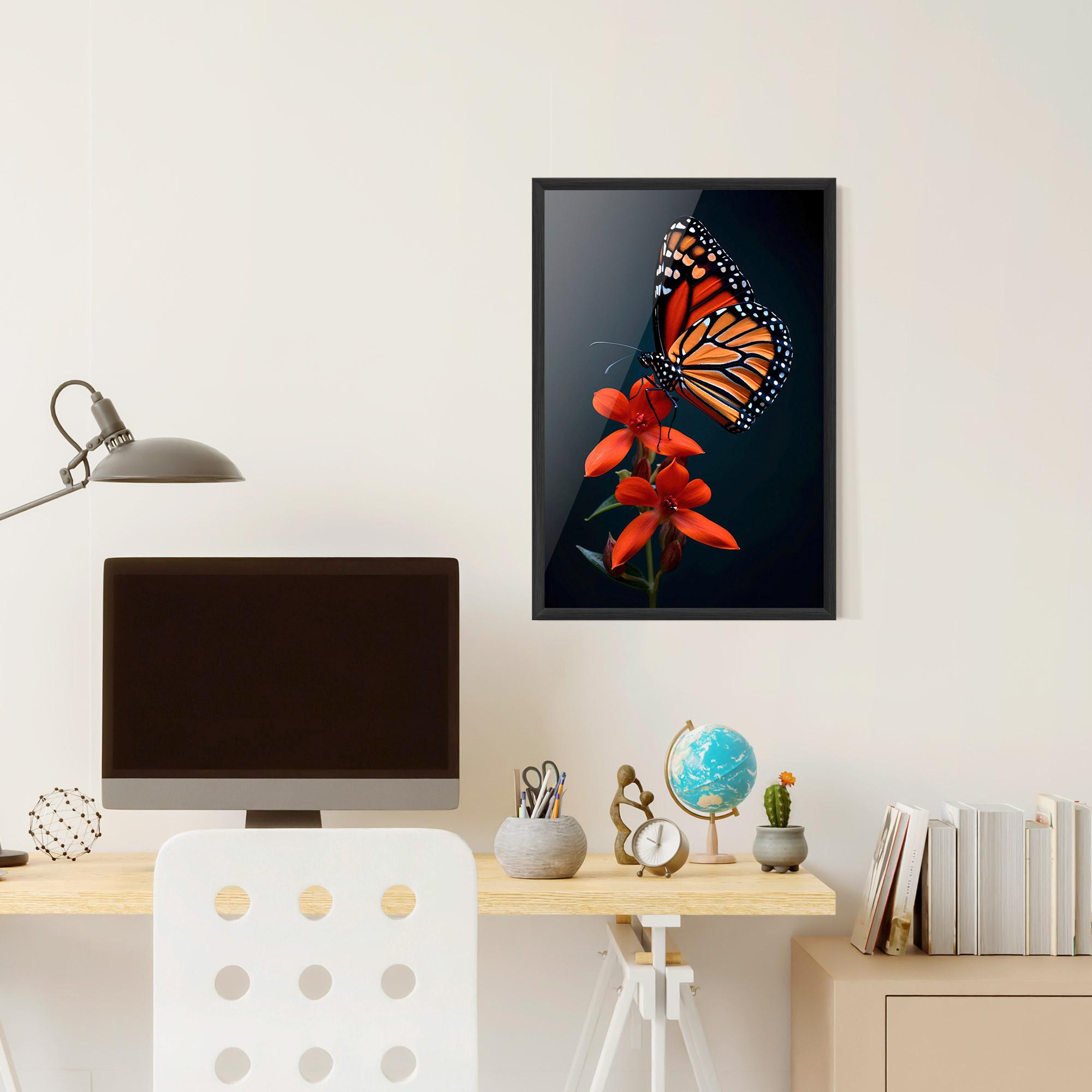 Keretezett Poszter Red Flower Butterfly mockup 6