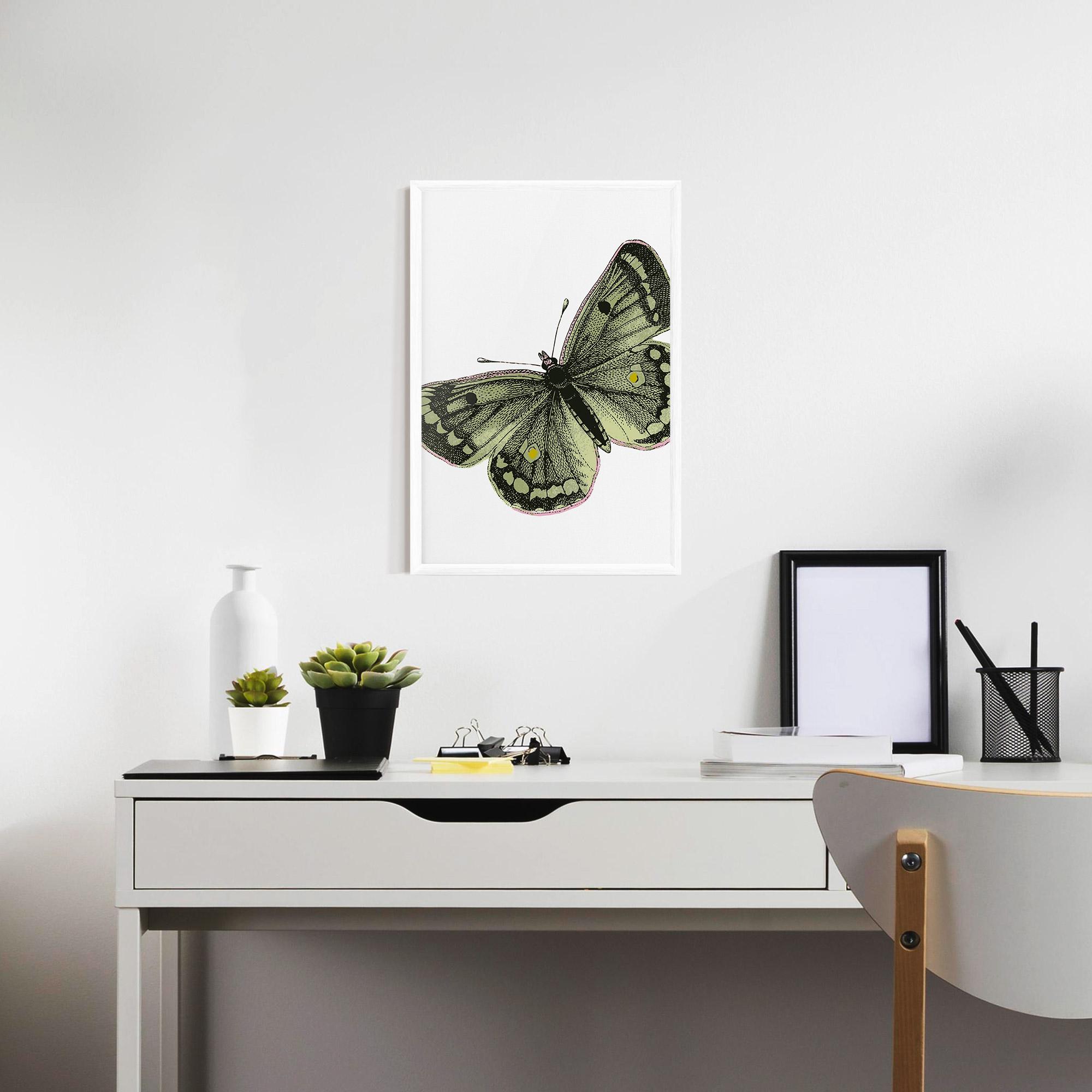 Keretezett Poszter Grey Yellow Butterfly mockup 7