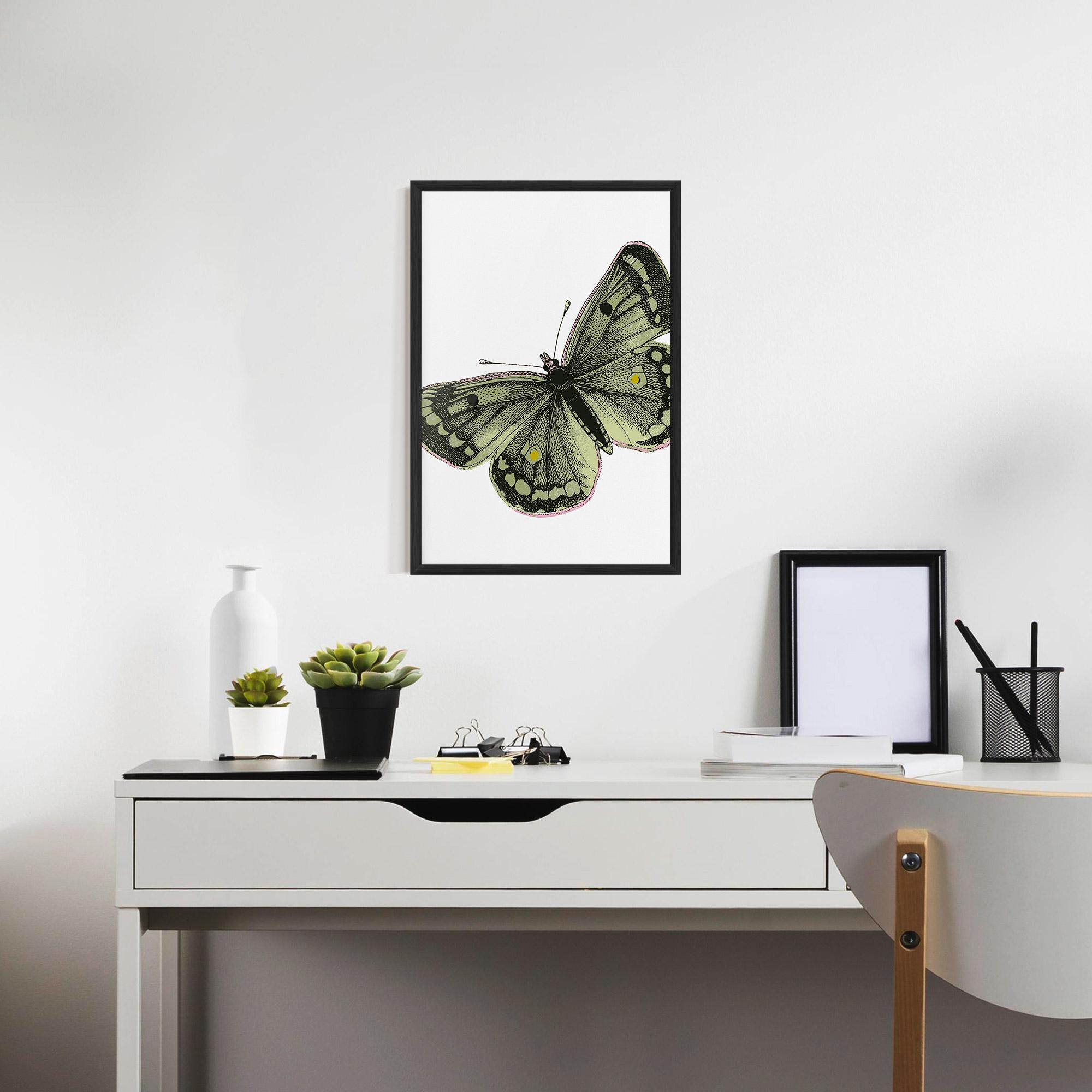 Keretezett Poszter Grey Yellow Butterfly mockup 7