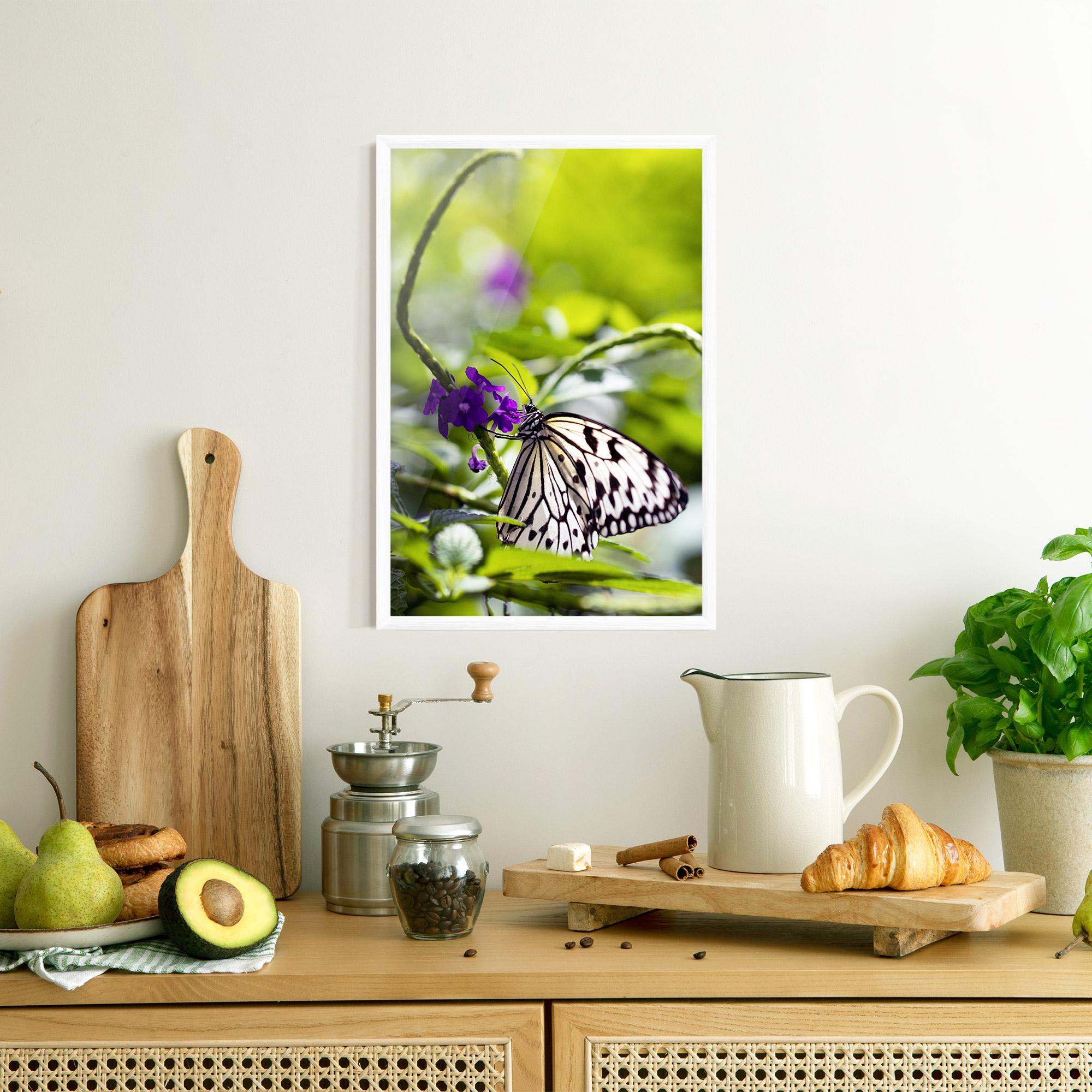 Keretezett Poszter White Black Butterfly mockup 8
