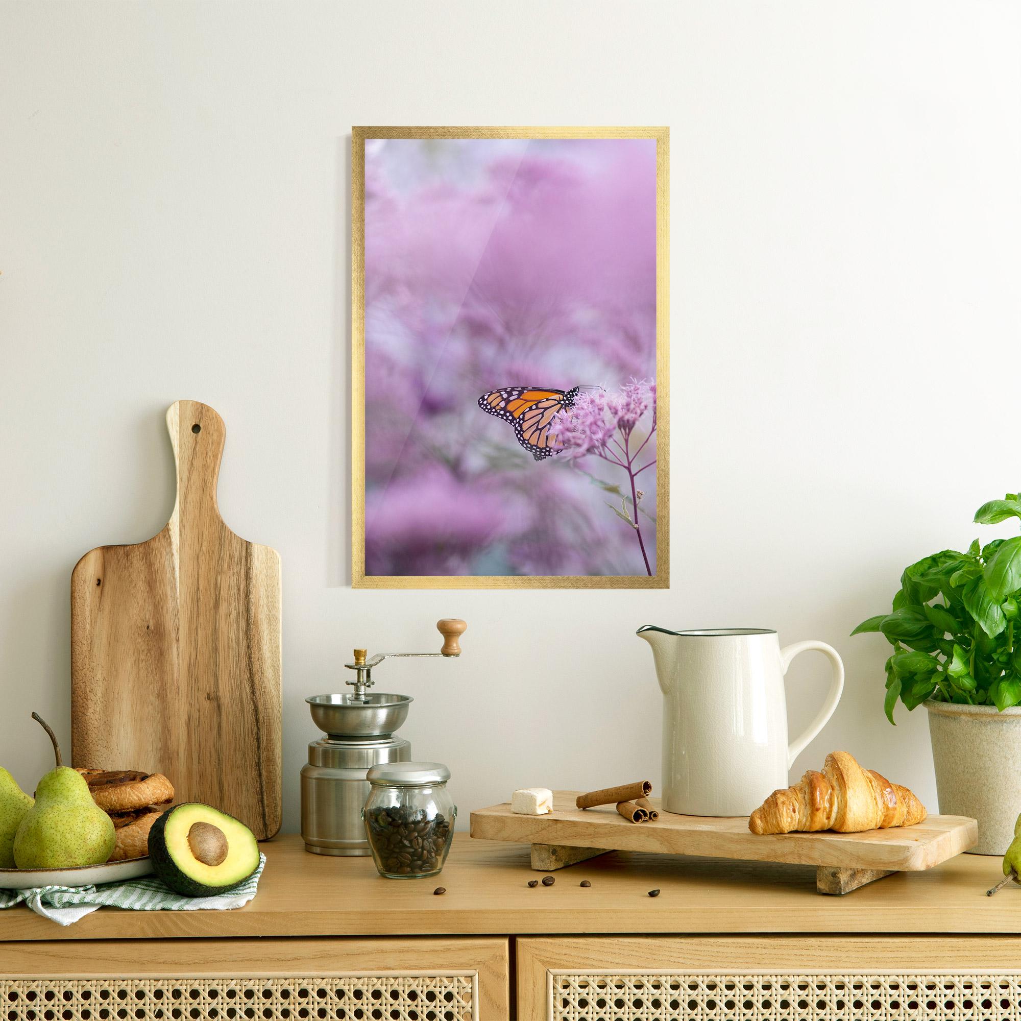 Keretezett Poszter Purple Flower Butterfly mockup 8