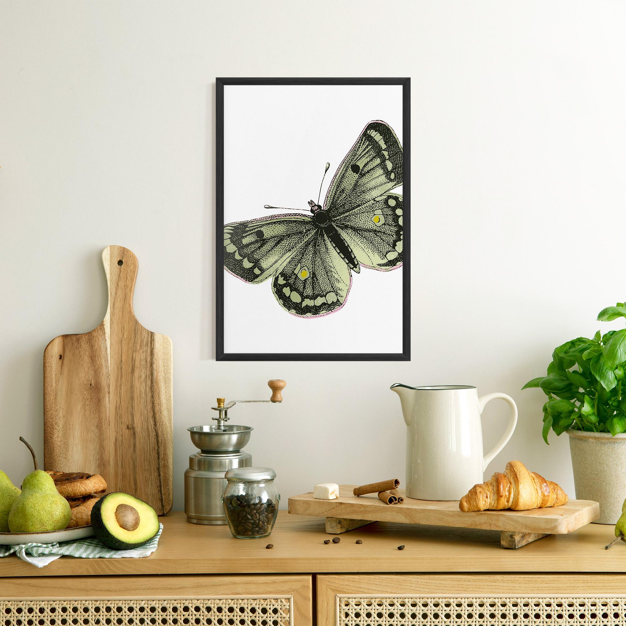 Keretezett Poszter Grey Yellow Butterfly mockup 8