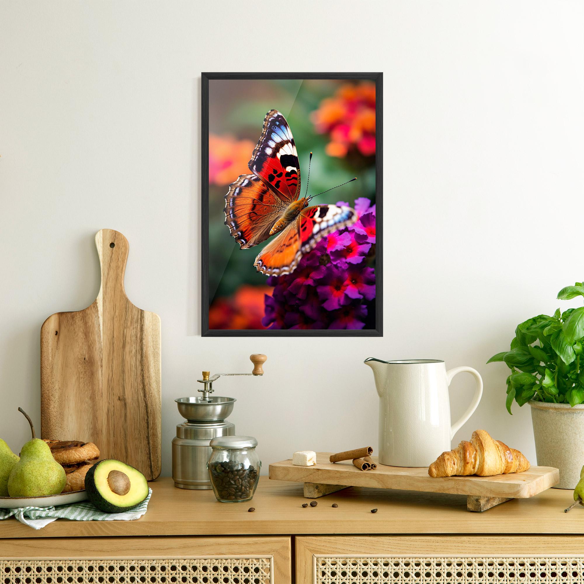 Keretezett Poszter Red Blue Butterfly mockup 8