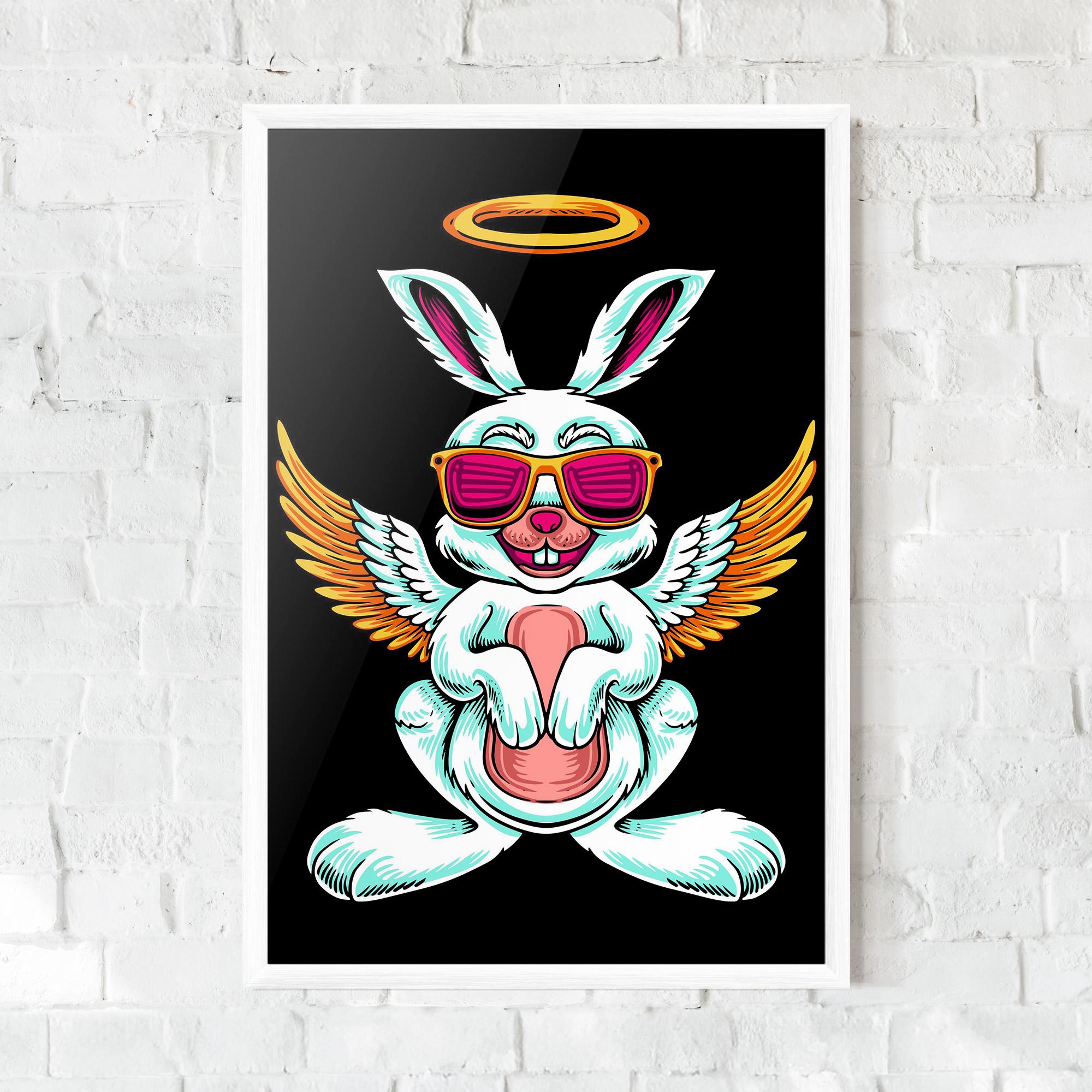 Keretezett Poszter Angel Cool Bunny mockup 0