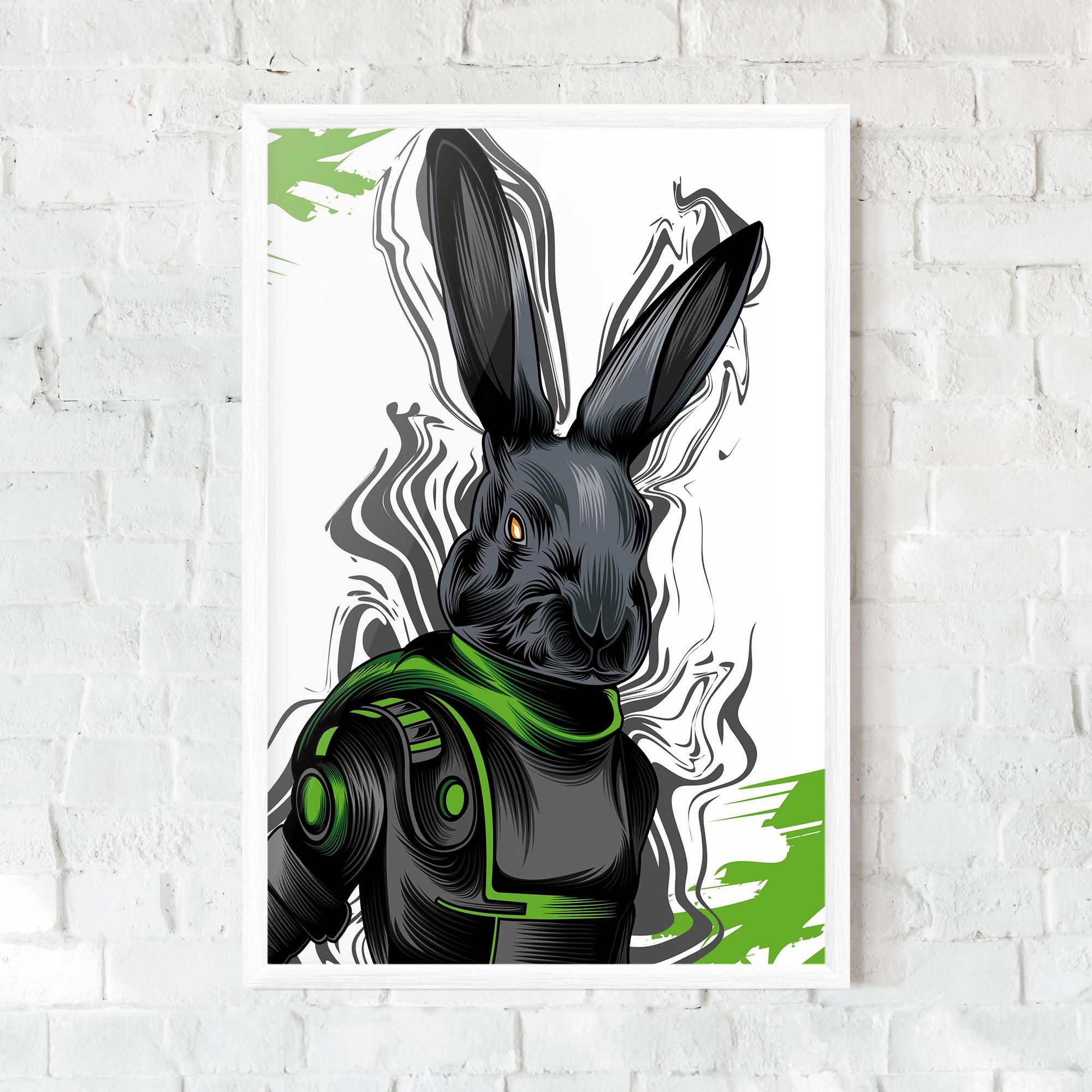 Keretezett Poszter Cyborg Green Bunny mockup 0