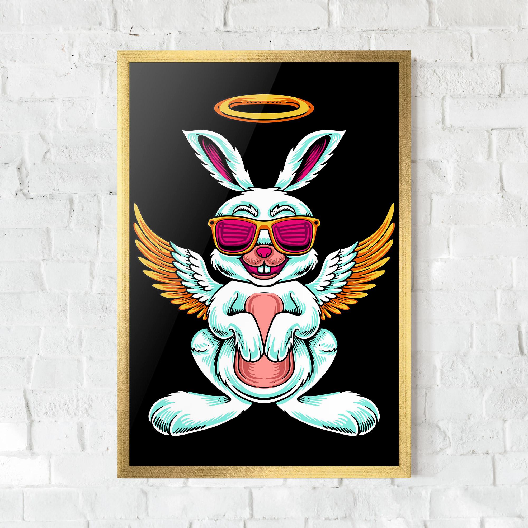 Keretezett Poszter Angel Cool Bunny mockup 0