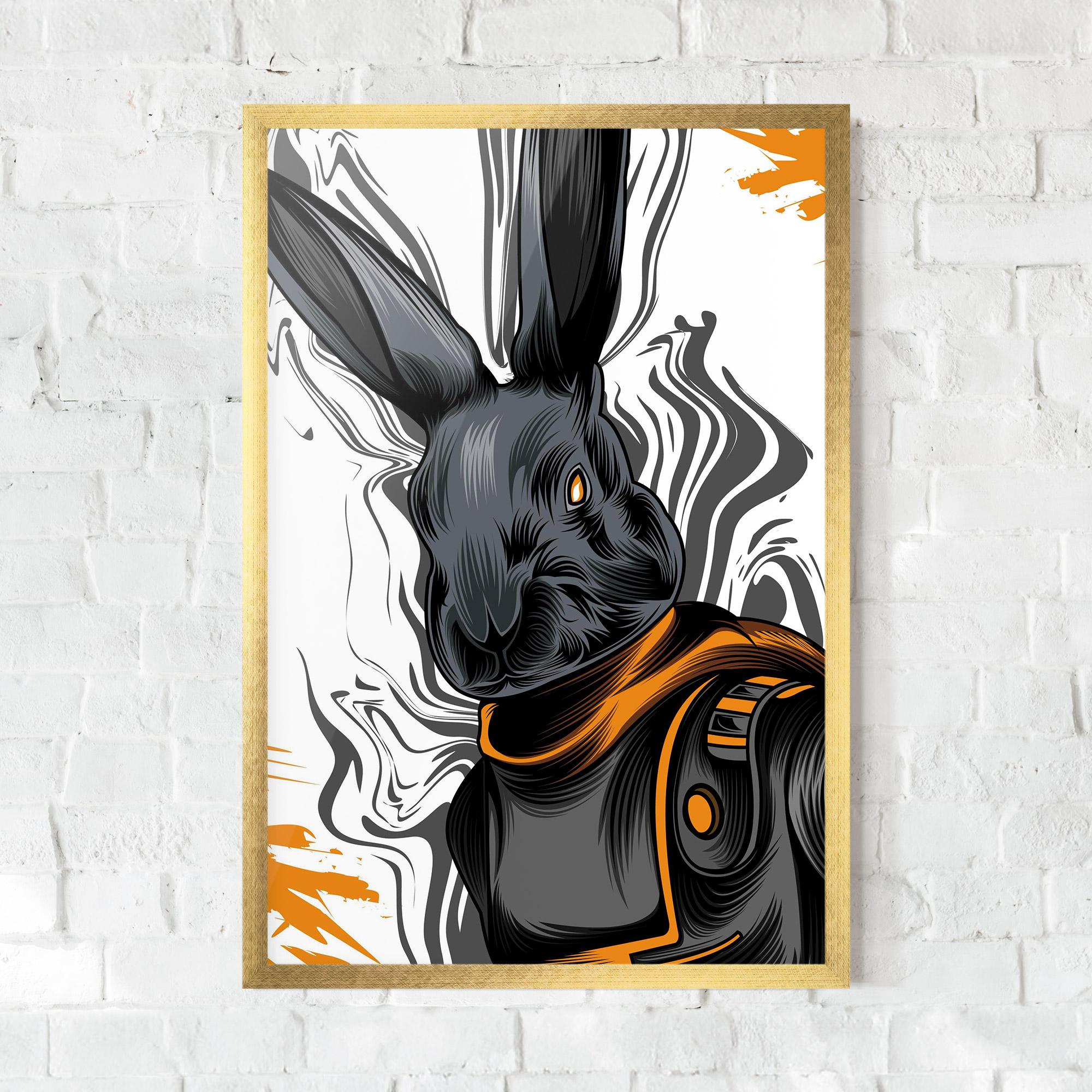 Keretezett Poszter Cyborg Yellow Bunny mockup 0