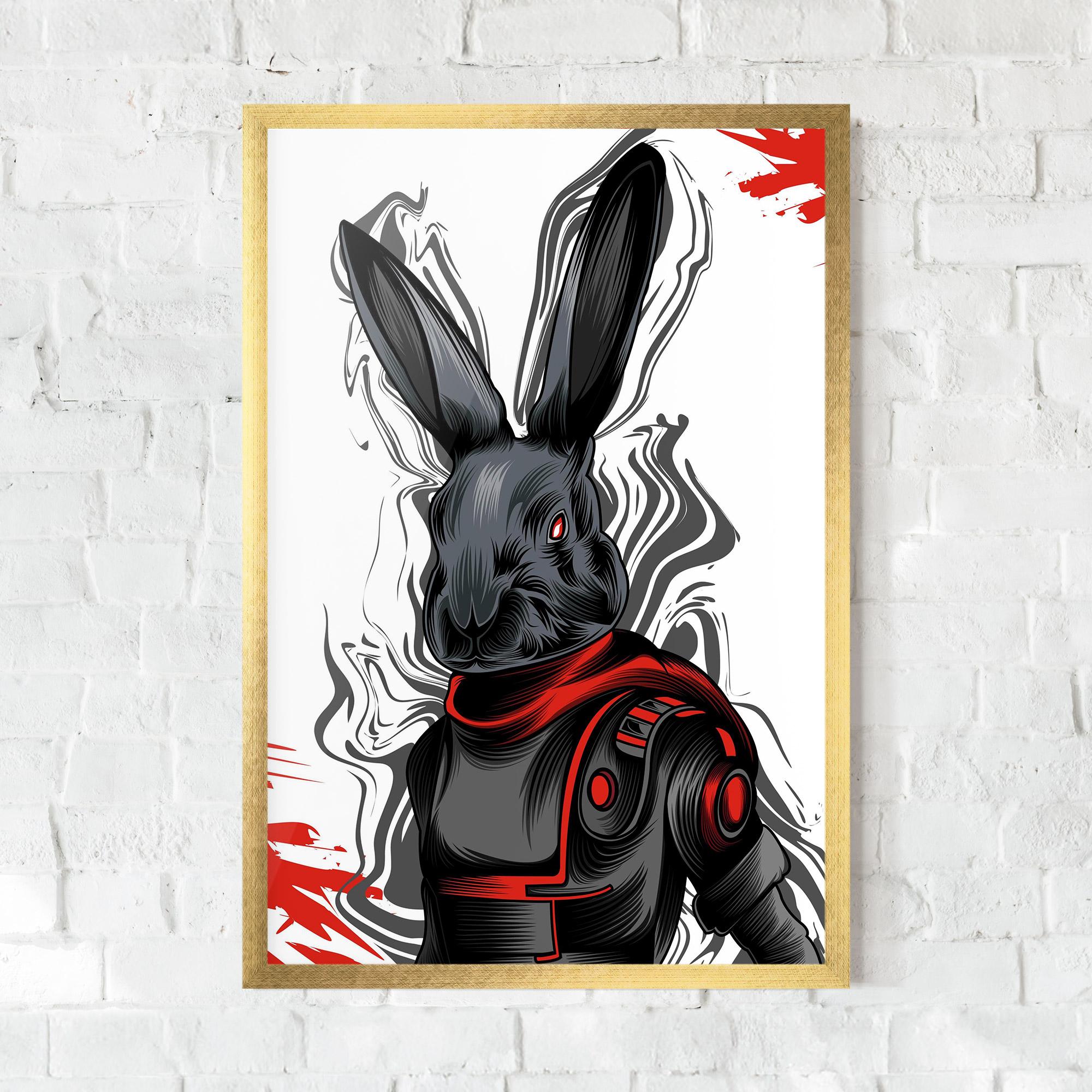 Keretezett Poszter Red Robot Bunny mockup 0