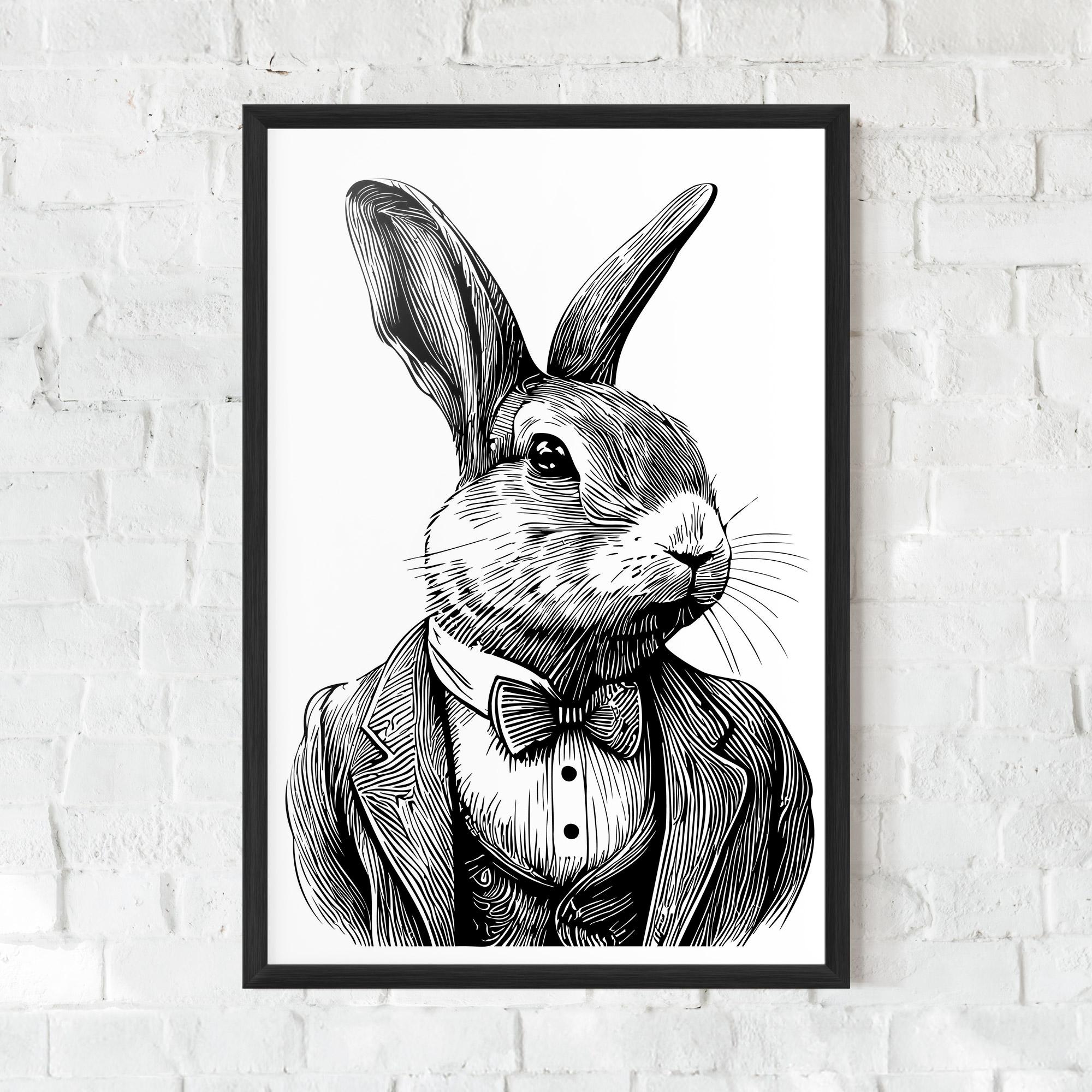 Keretezett Poszter Bunny In Suit mockup 0