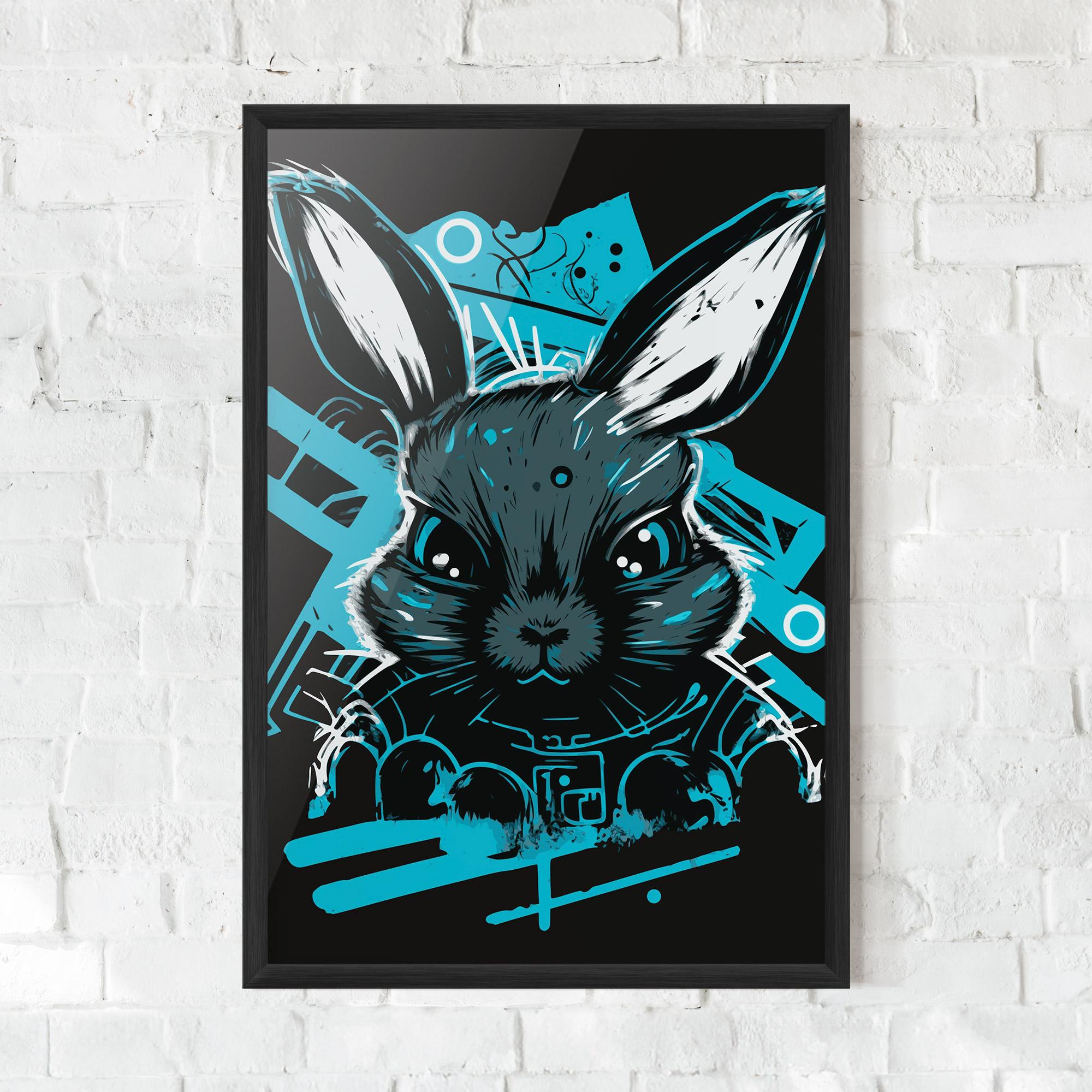 Keretezett Poszter Grey Blue Bunny mockup 0