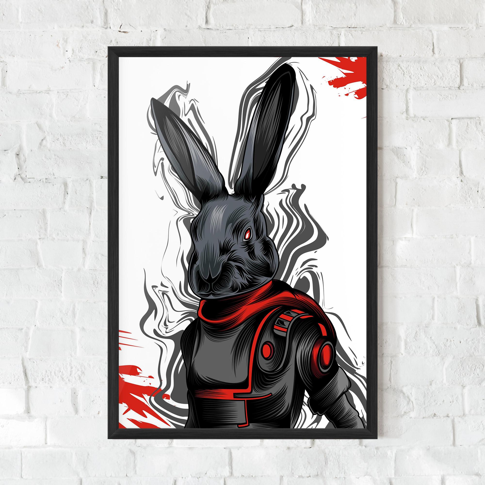 Keretezett Poszter Red Robot Bunny mockup 0