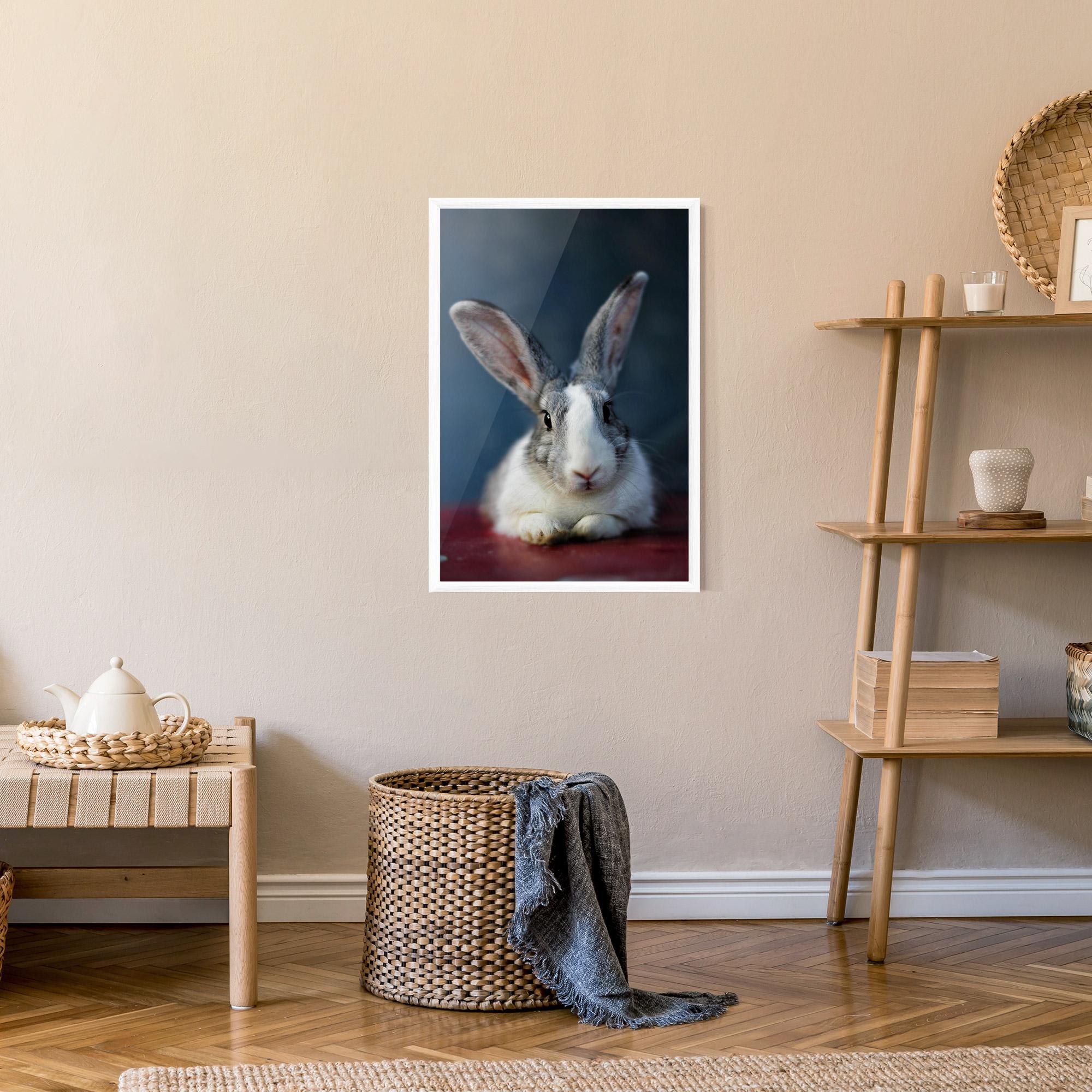 Keretezett Poszter Cute Grey Bunny mockup 9