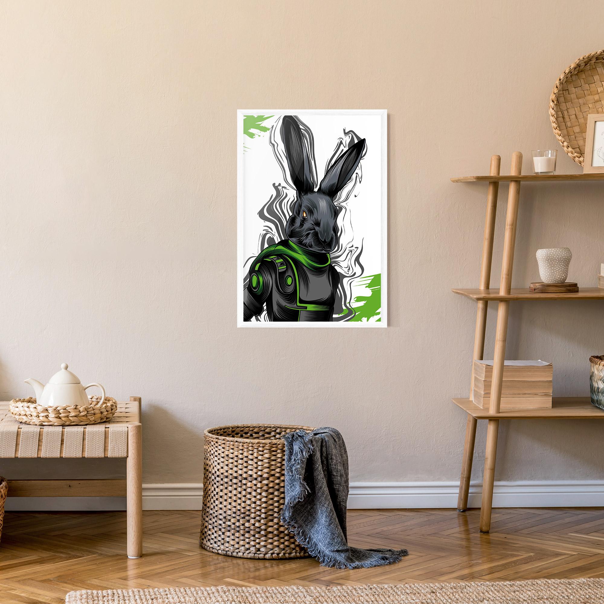 Keretezett Poszter Cyborg Green Bunny mockup 9