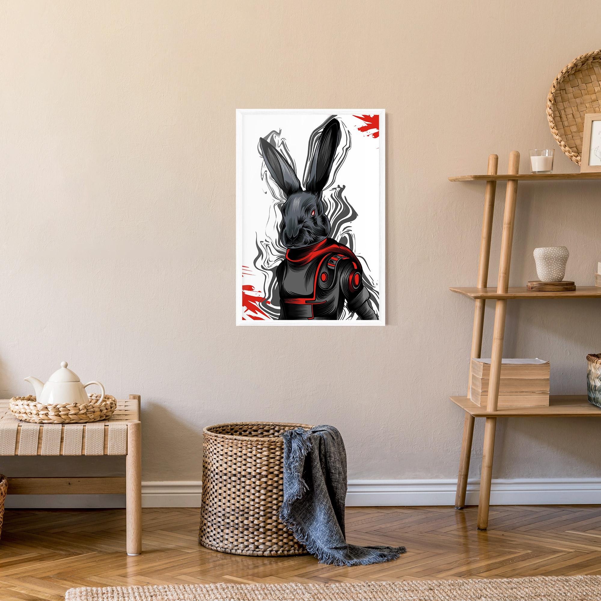Keretezett Poszter Red Robot Bunny mockup 9