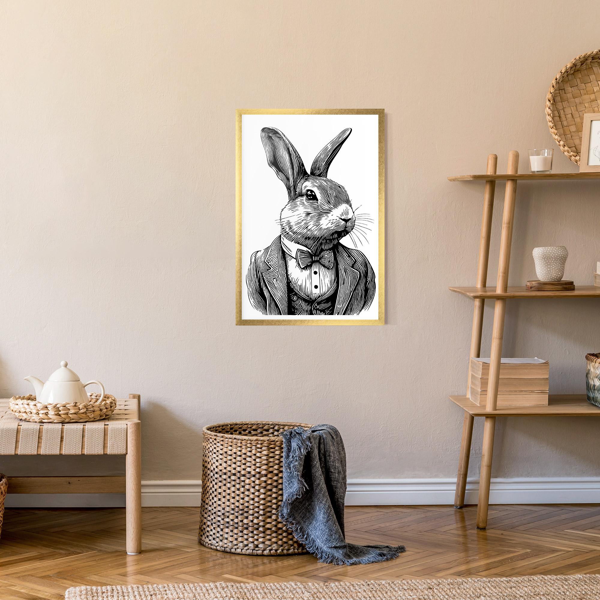 Keretezett Poszter Bunny In Suit mockup 9