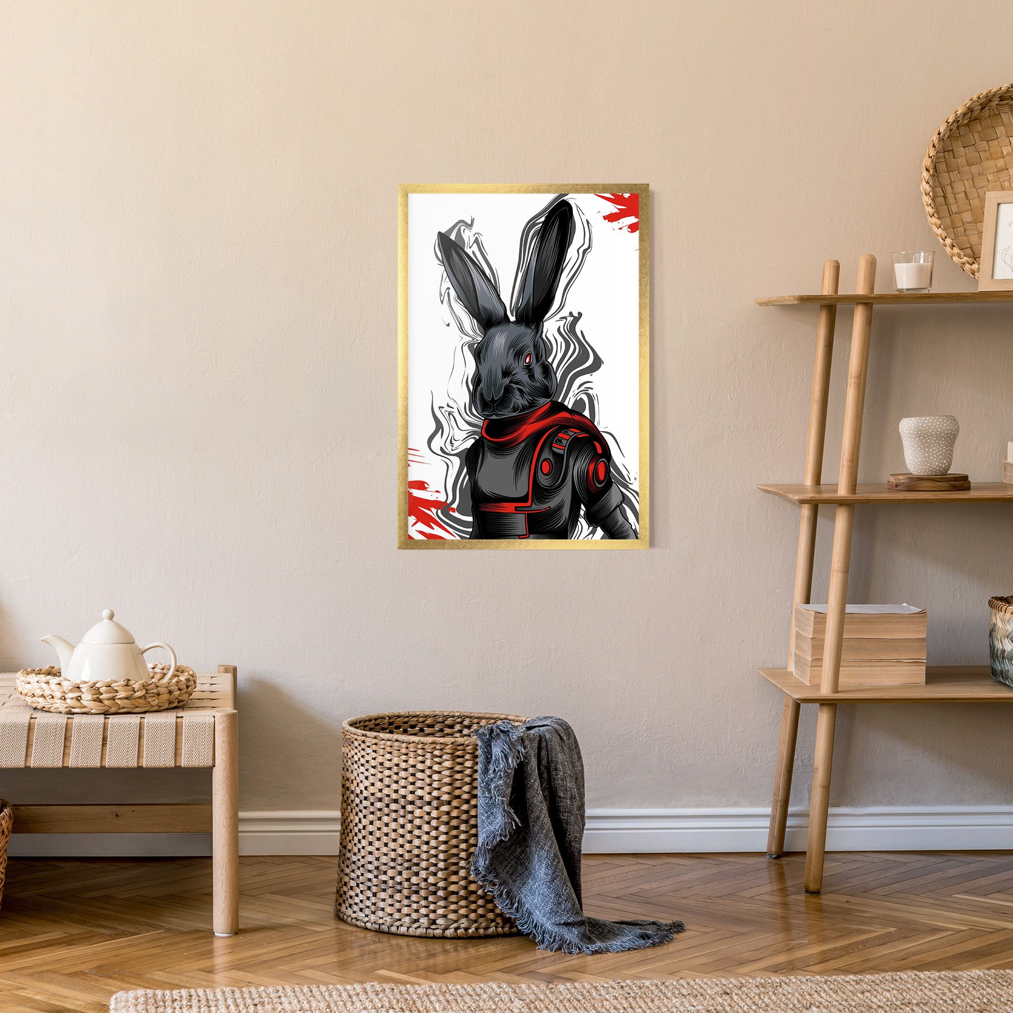 Red Robot Bunny mockup 9