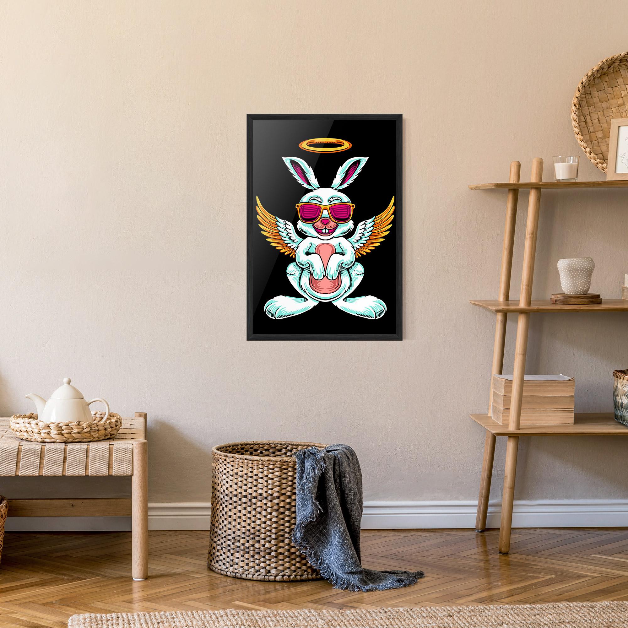 Keretezett Poszter Angel Cool Bunny mockup 9