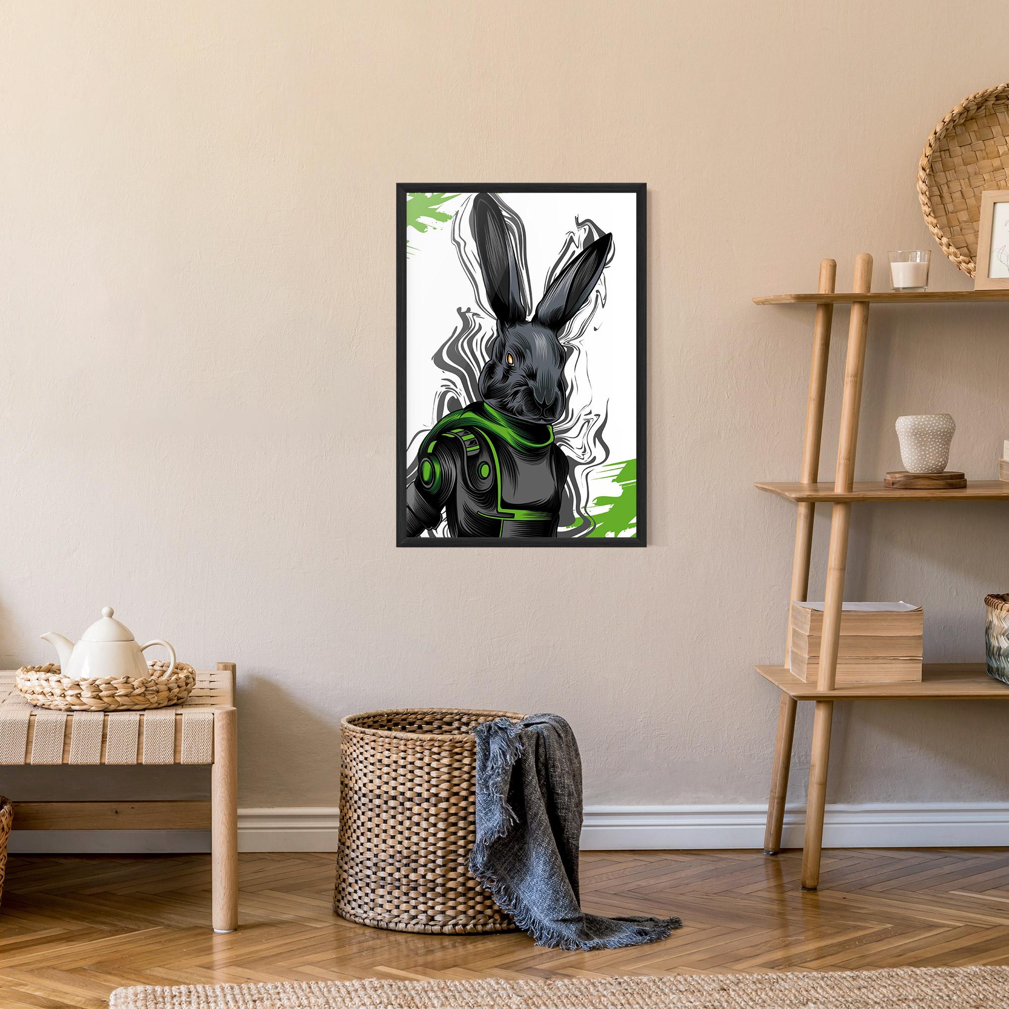 Keretezett Poszter Cyborg Green Bunny mockup 9