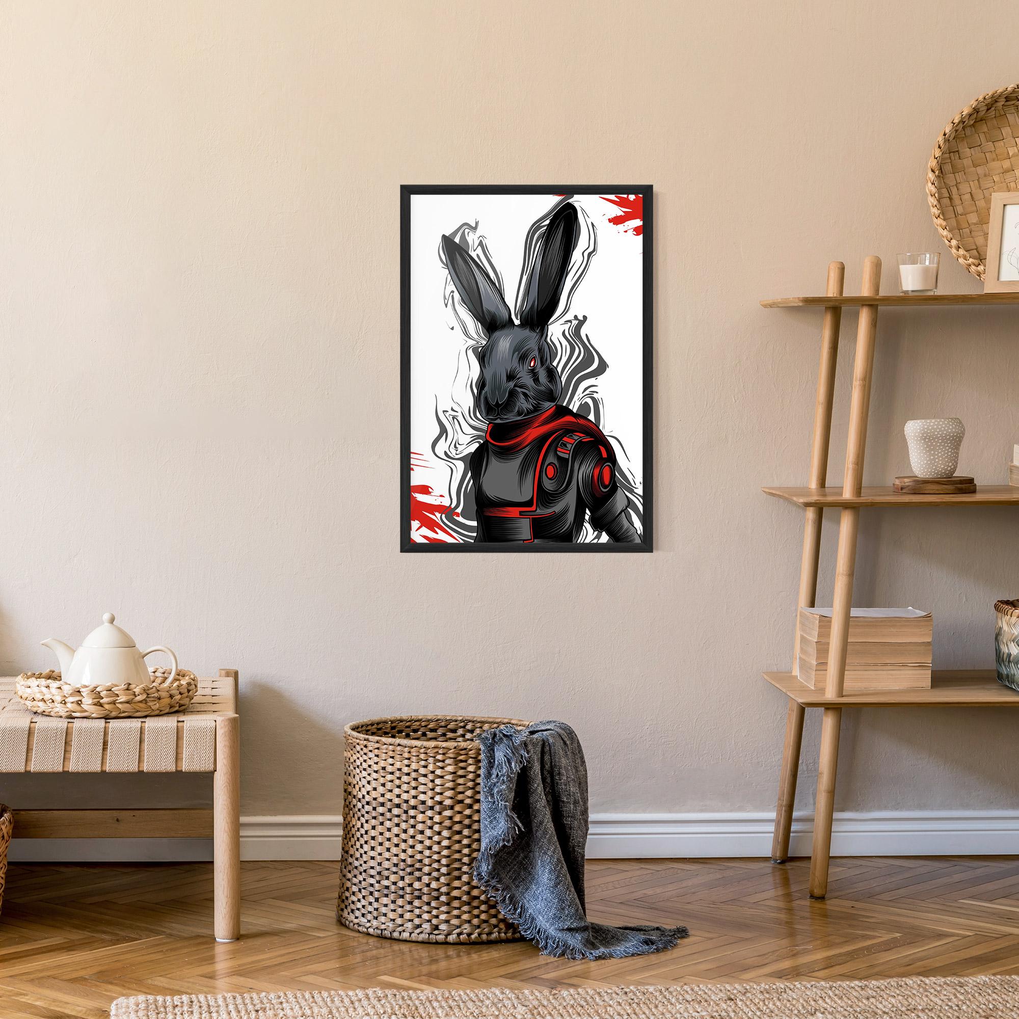 Keretezett Poszter Red Robot Bunny mockup 9