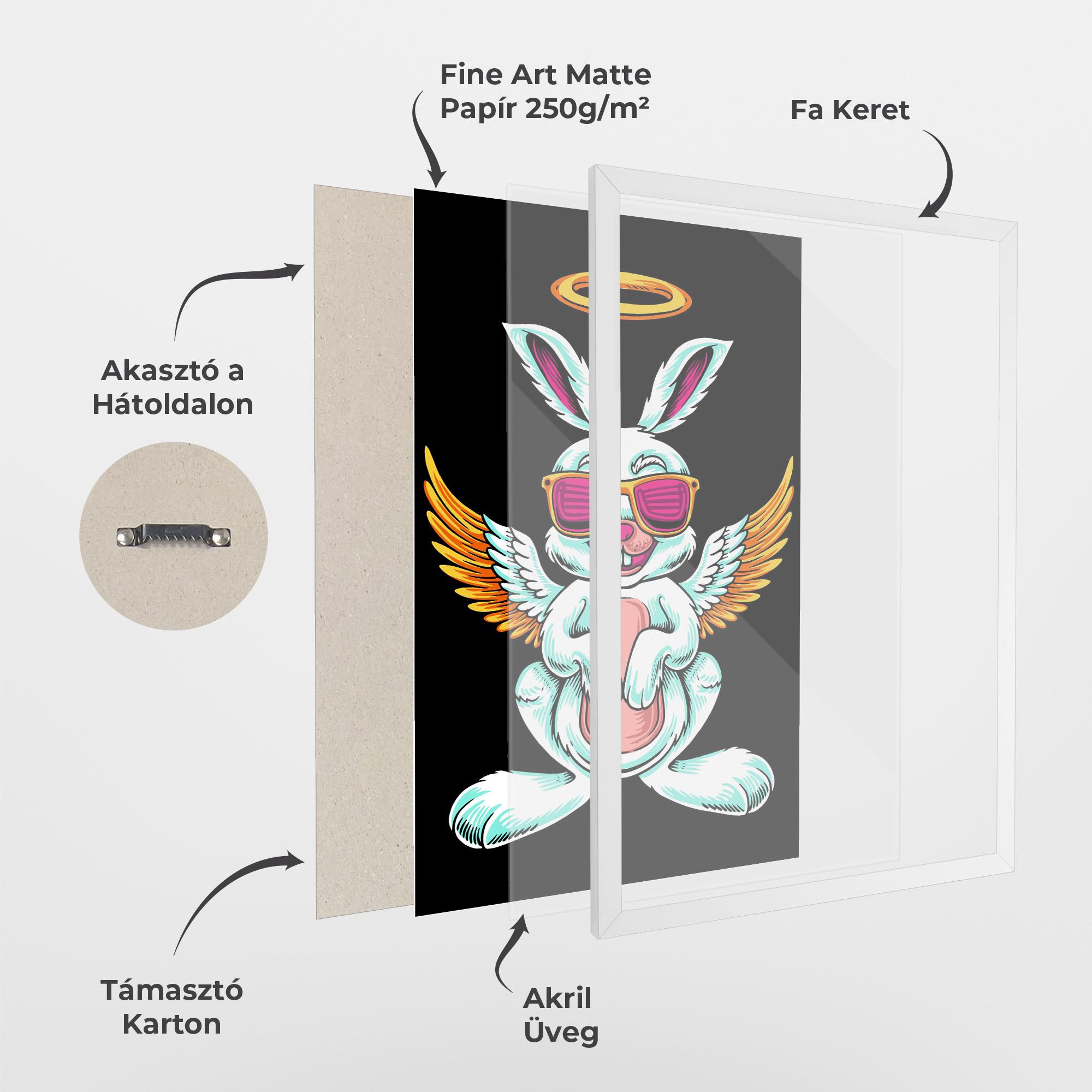 Keretezett Poszter Angel Cool Bunny mockup 1