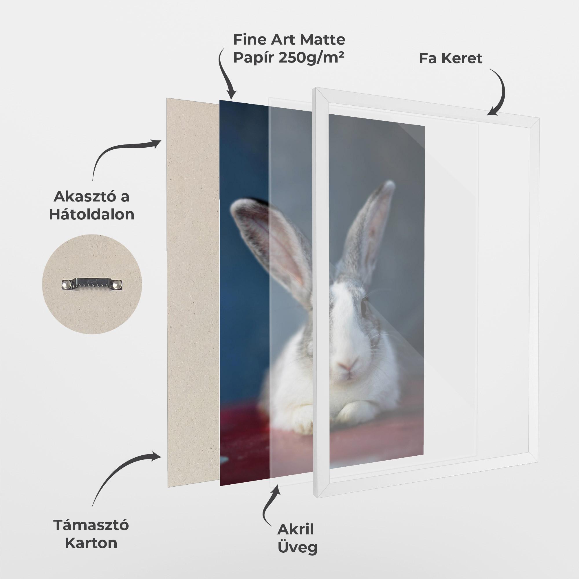 Keretezett Poszter Cute Grey Bunny mockup 1