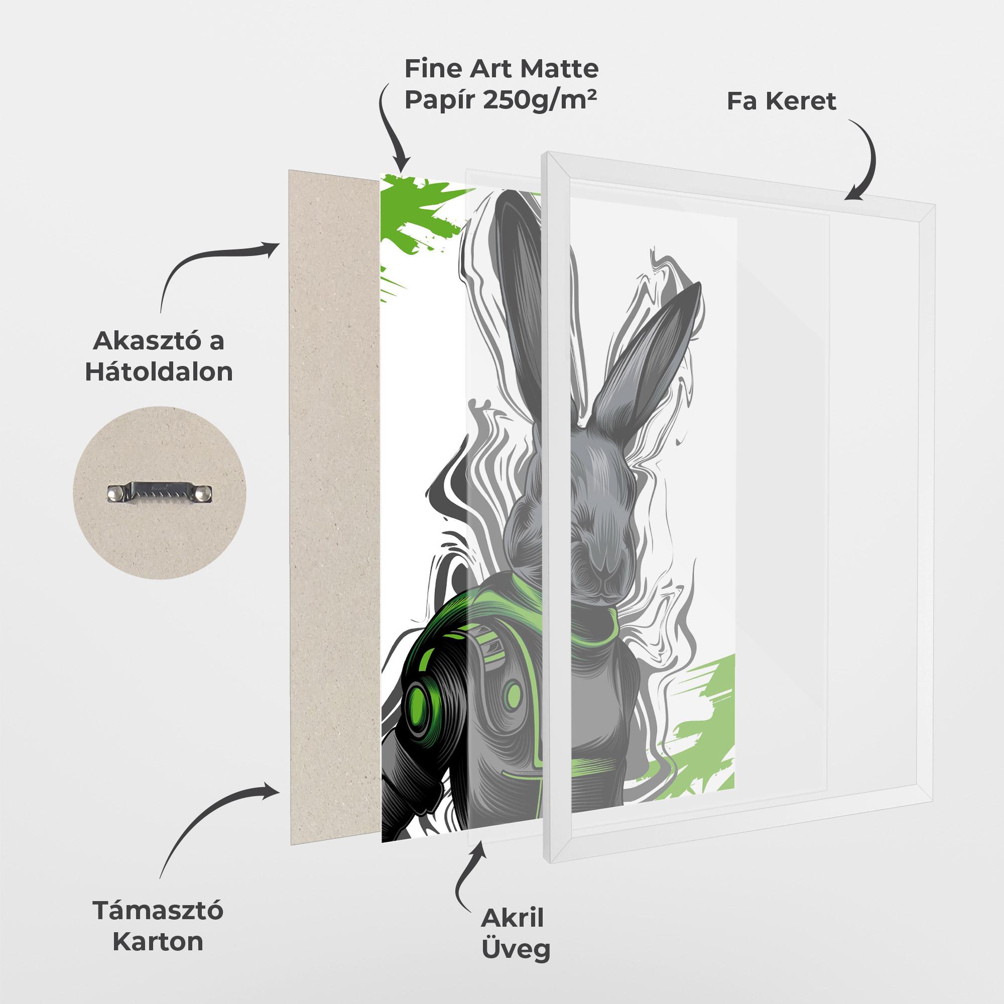 Keretezett Poszter Cyborg Green Bunny mockup 1