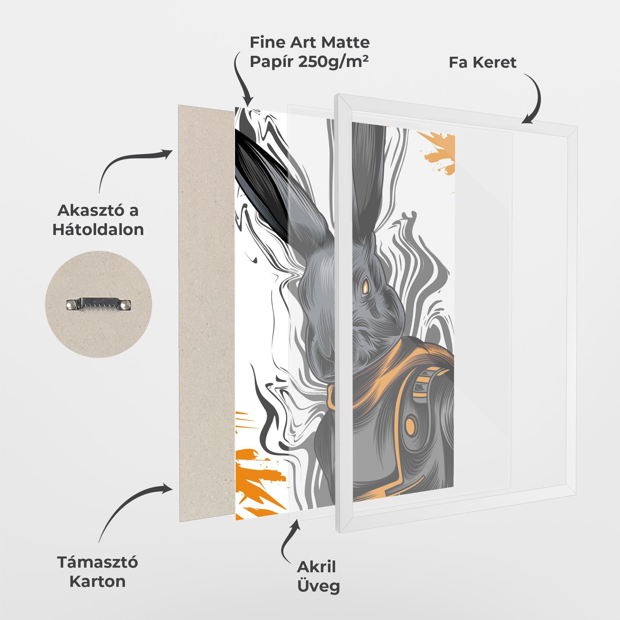 Keretezett Poszter Cyborg Yellow Bunny mockup 1