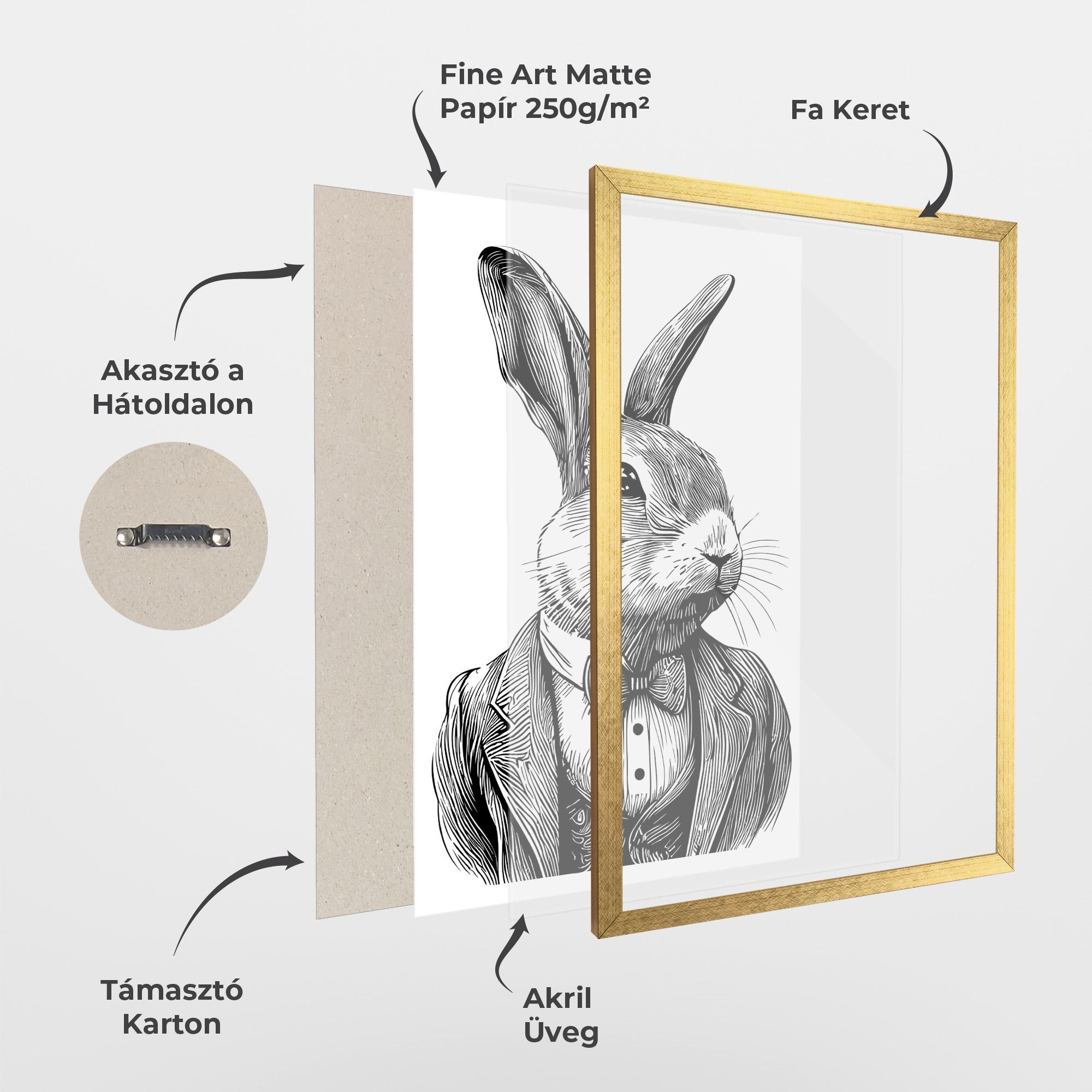 Keretezett Poszter Bunny In Suit mockup 1