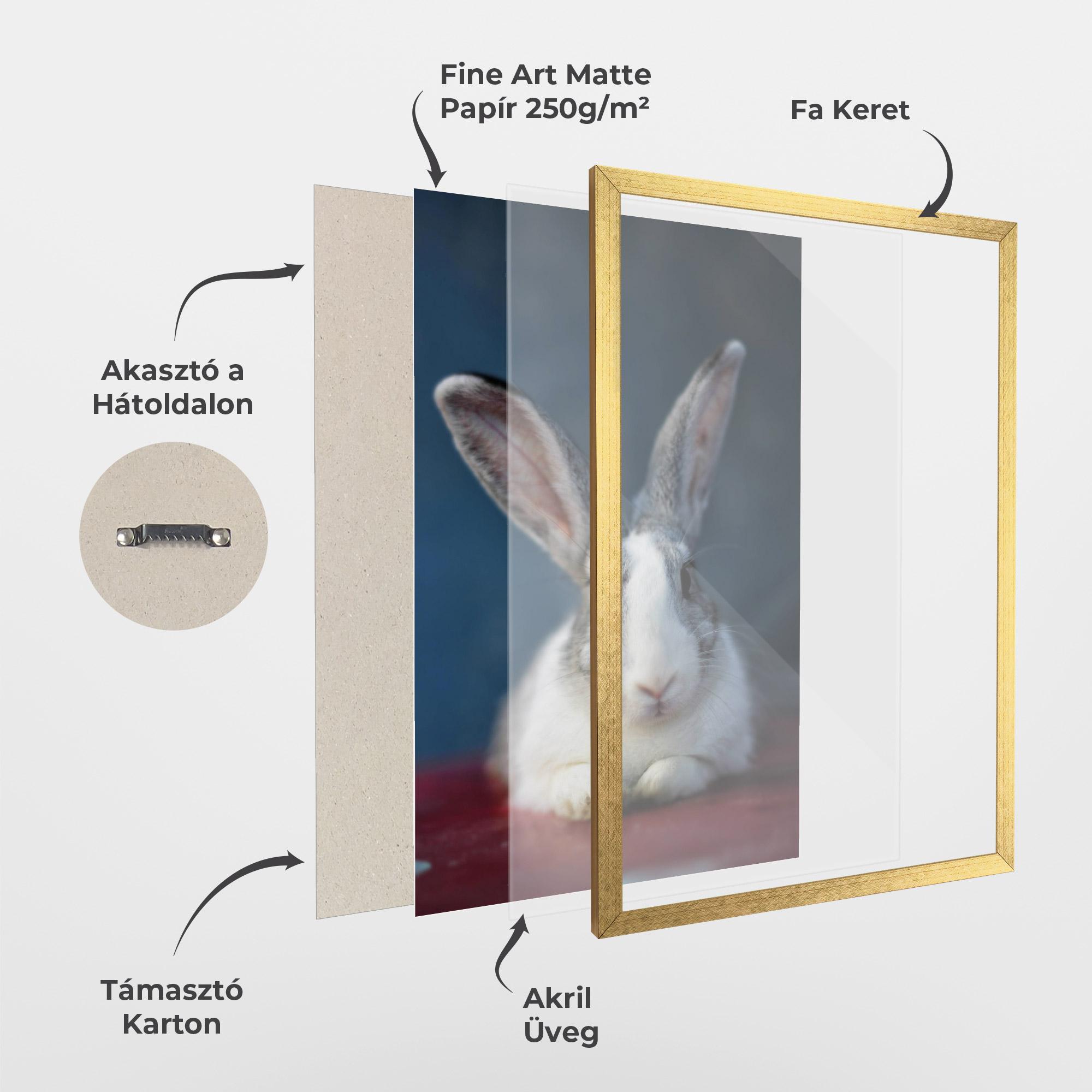 Keretezett Poszter Cute Grey Bunny mockup 1