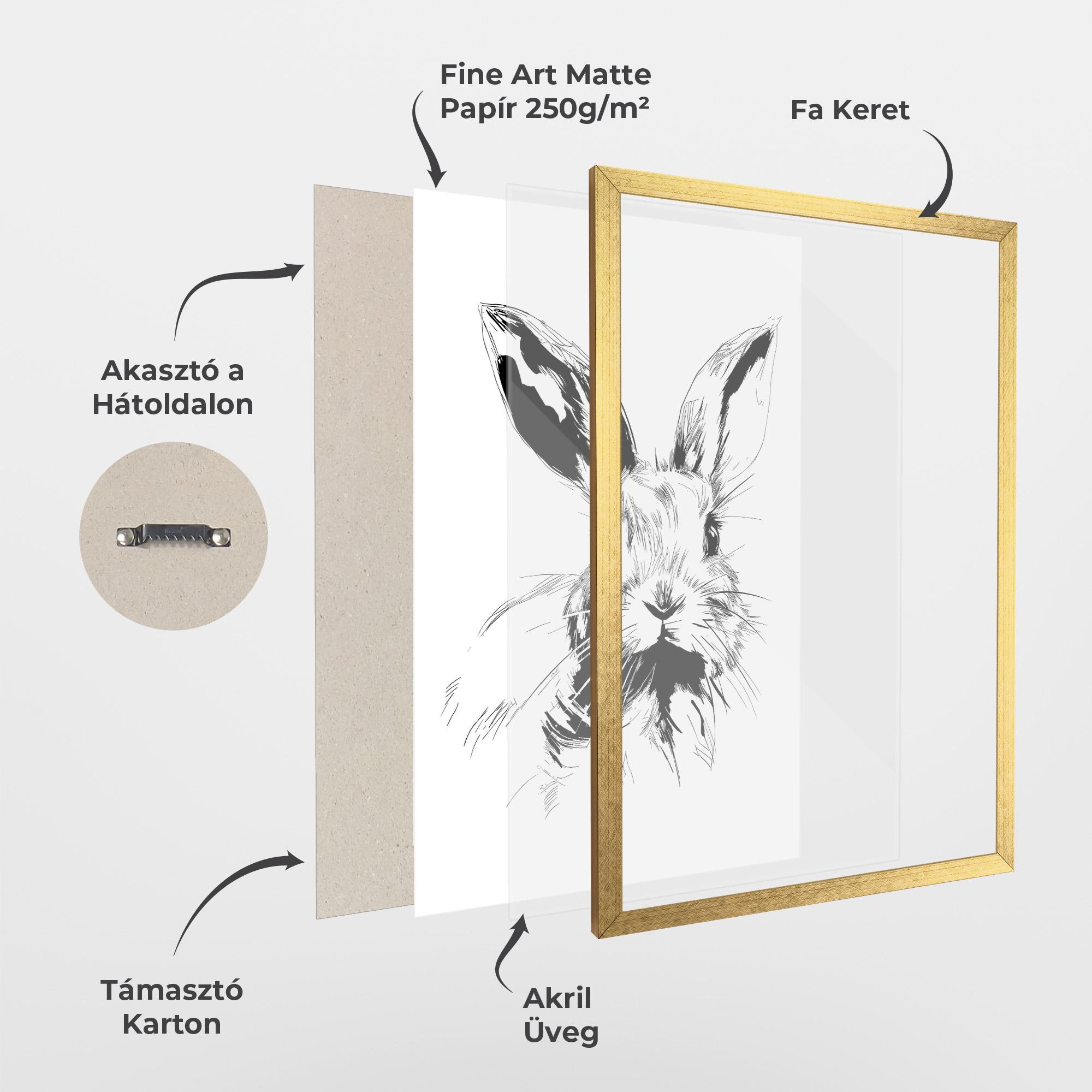 Keretezett Poszter Rabbit Looking mockup 1