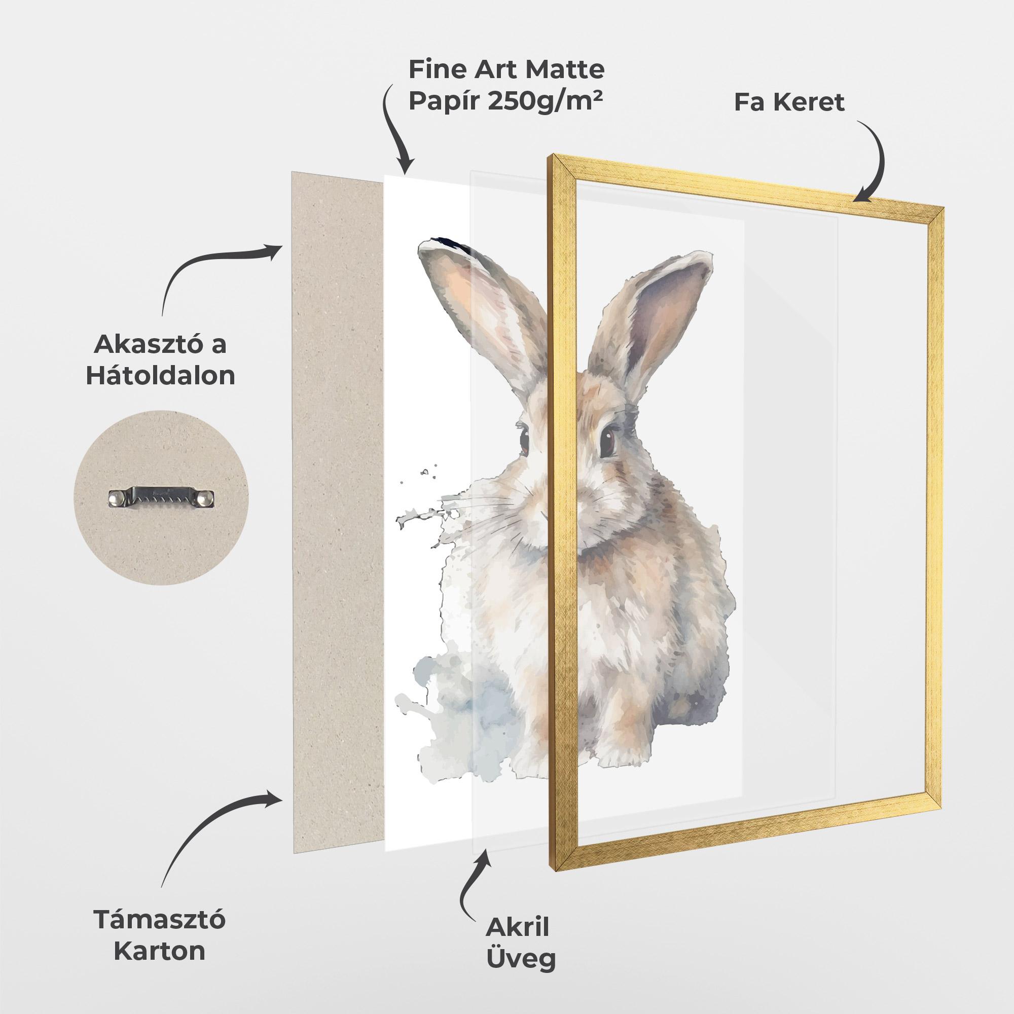 Keretezett Poszter Watercolor Cute Bunny mockup 1