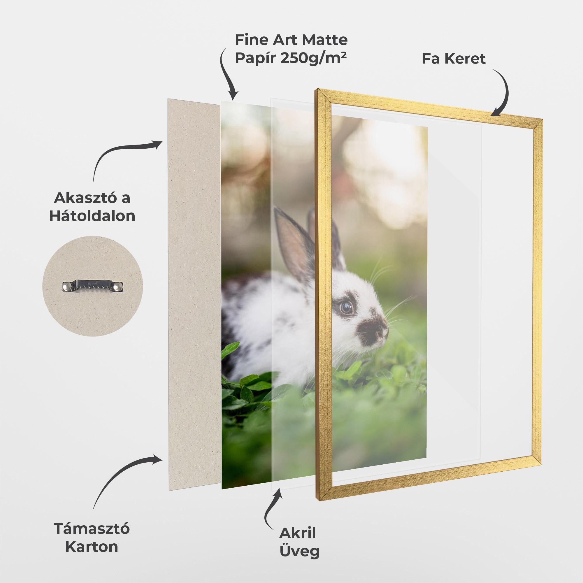 Keretezett Poszter White Black Bunny mockup 1