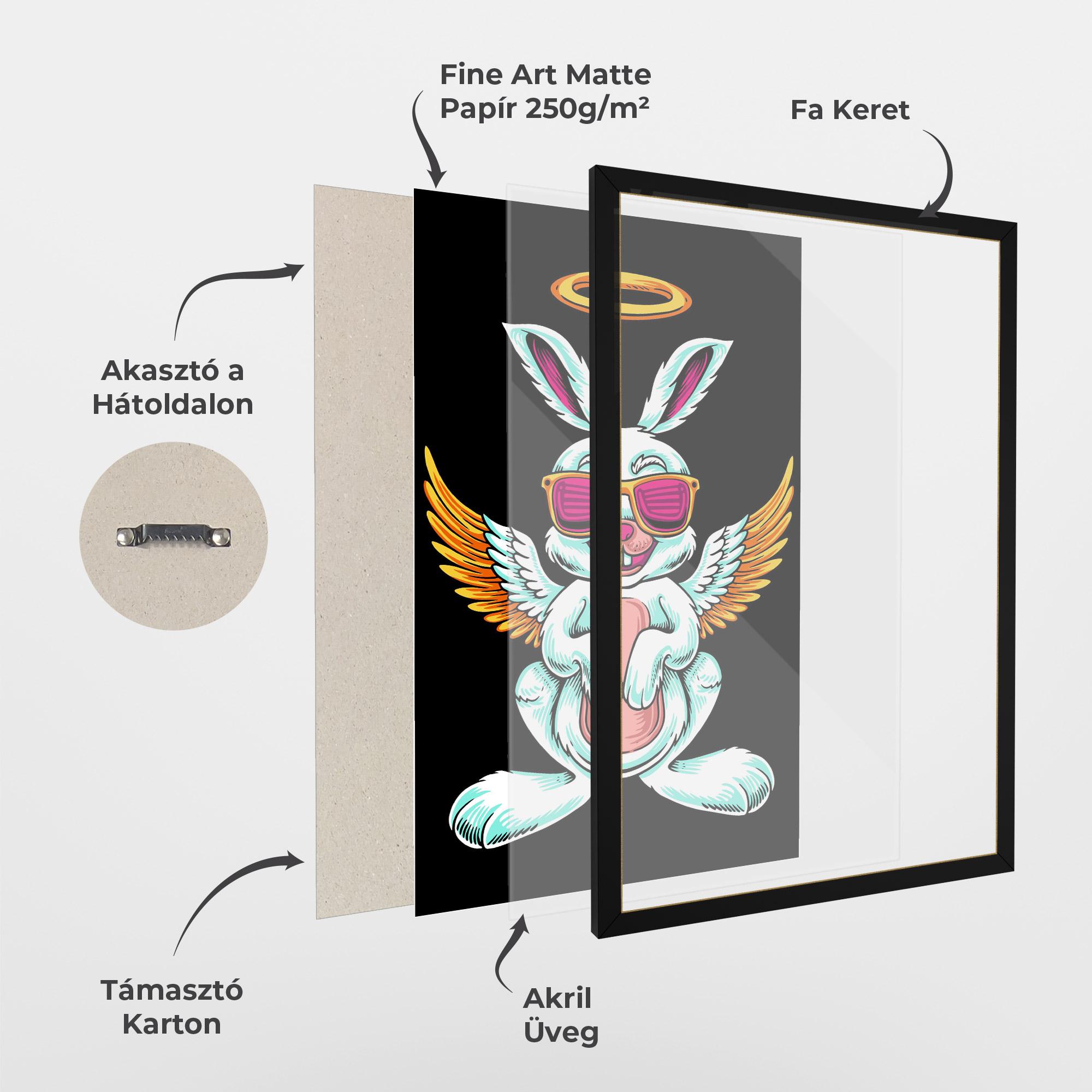 Keretezett Poszter Angel Cool Bunny mockup 1