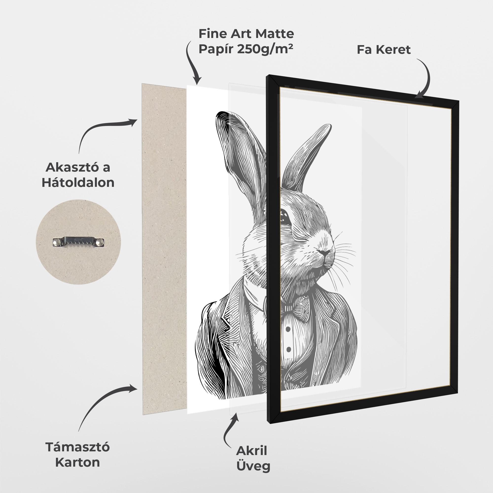 Keretezett Poszter Bunny In Suit mockup 1