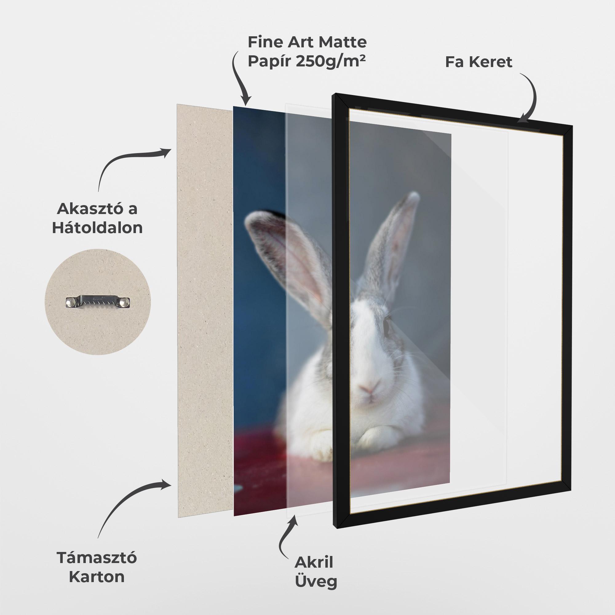 Keretezett Poszter Cute Grey Bunny mockup 1