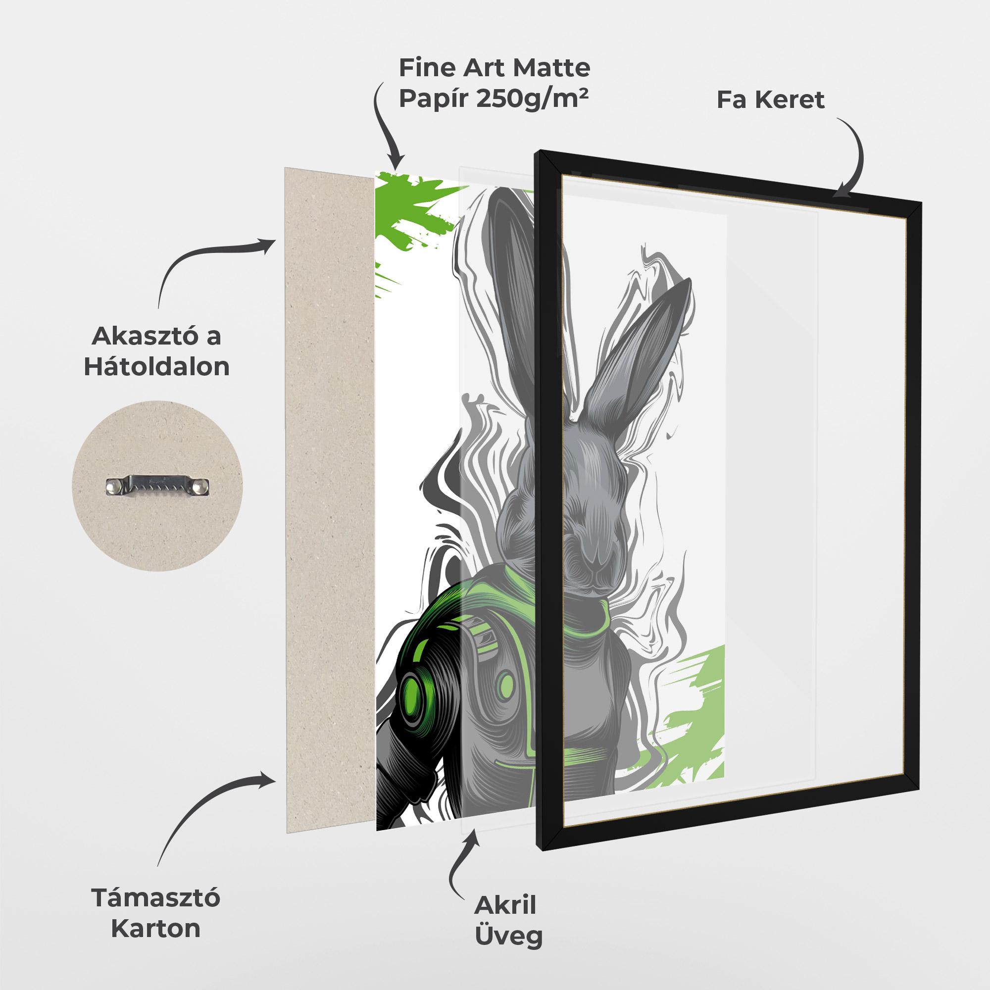Keretezett Poszter Cyborg Green Bunny mockup 1