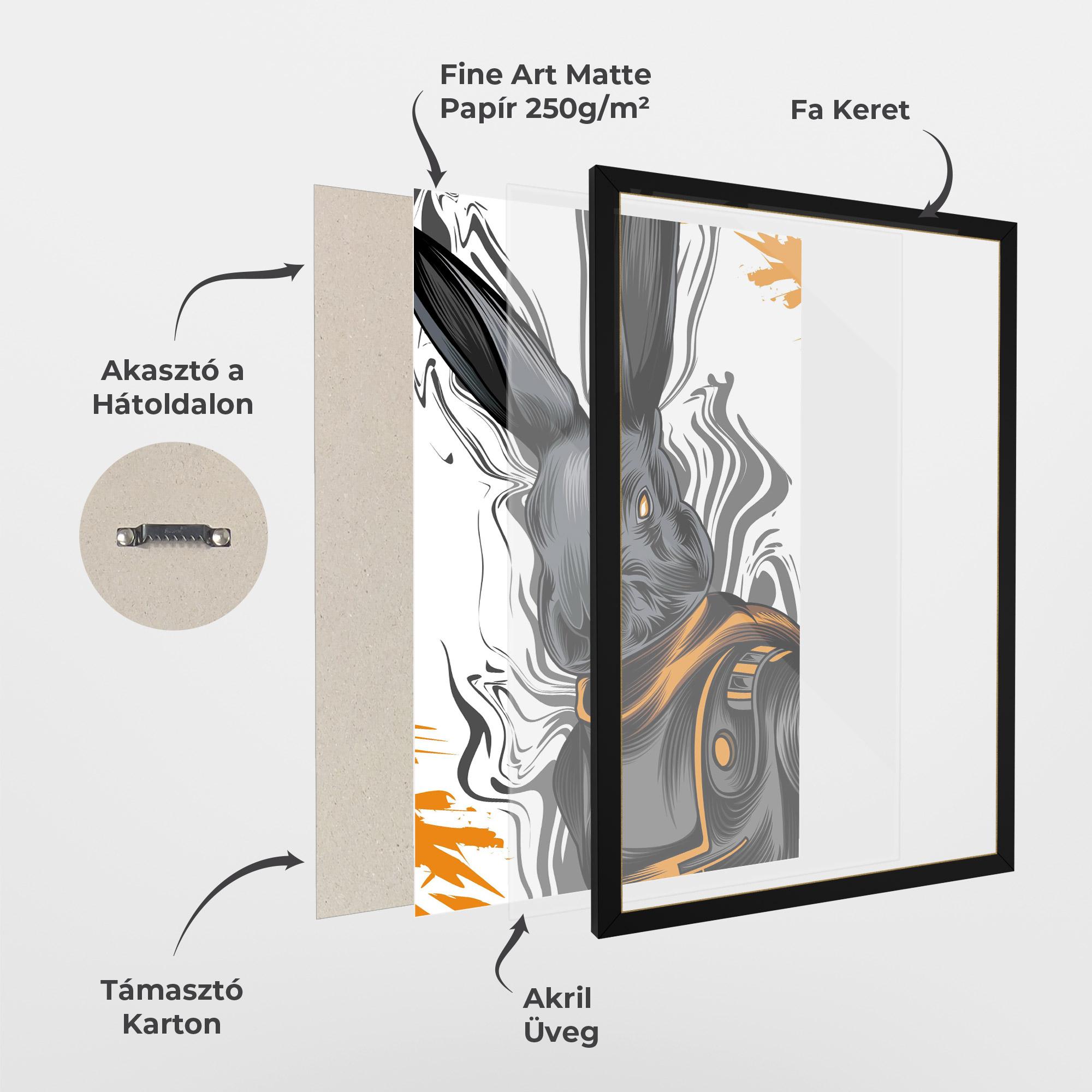 Keretezett Poszter Cyborg Yellow Bunny mockup 1