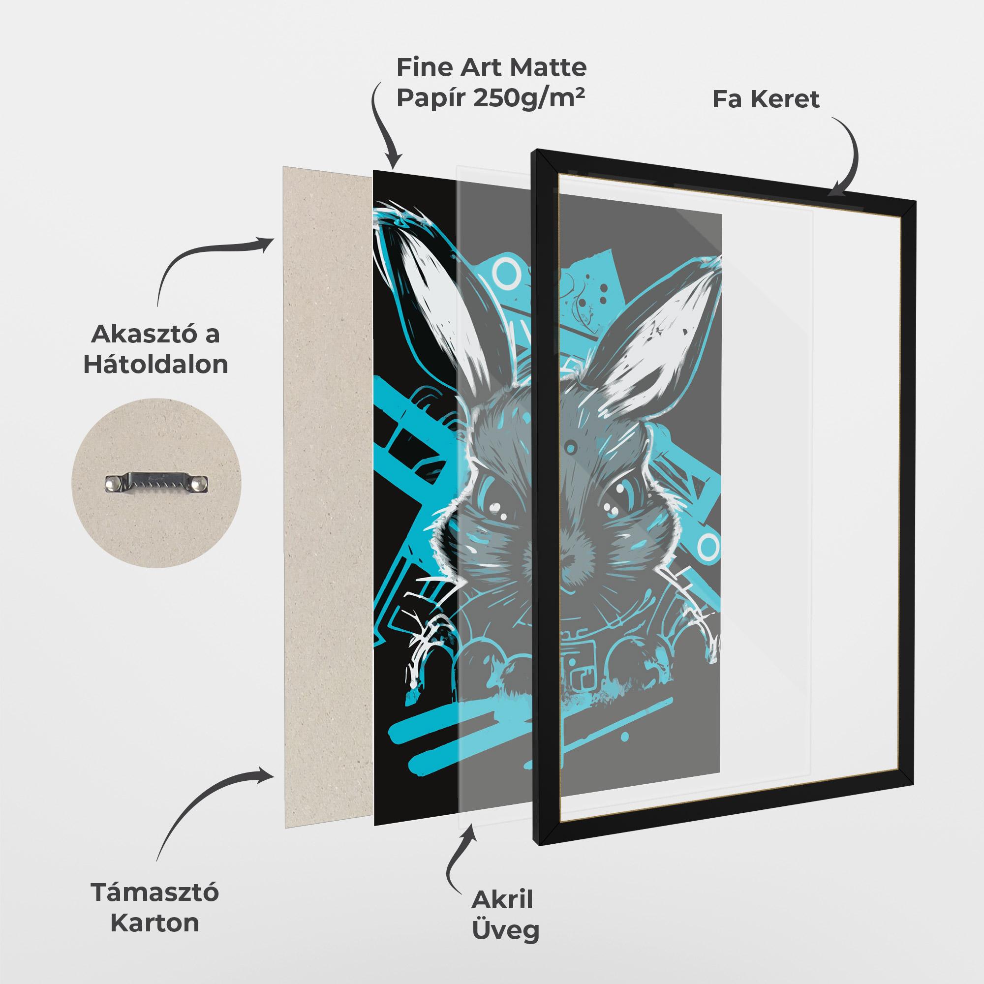 Keretezett Poszter Grey Blue Bunny mockup 1