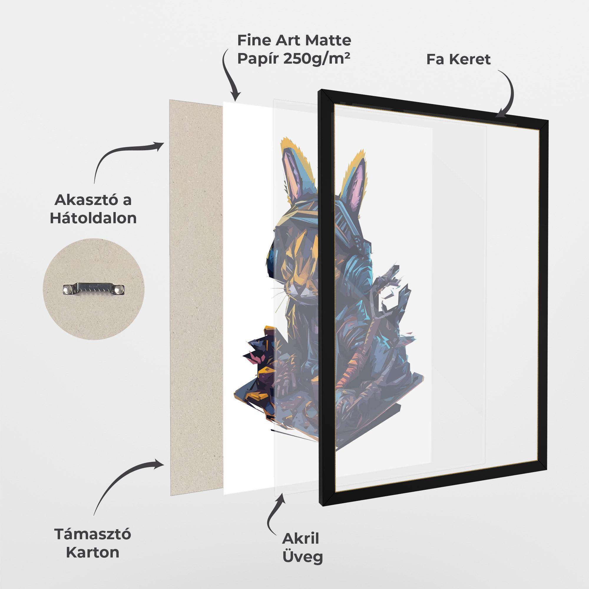 Keretezett Poszter Orange Rabbit Headset mockup 1