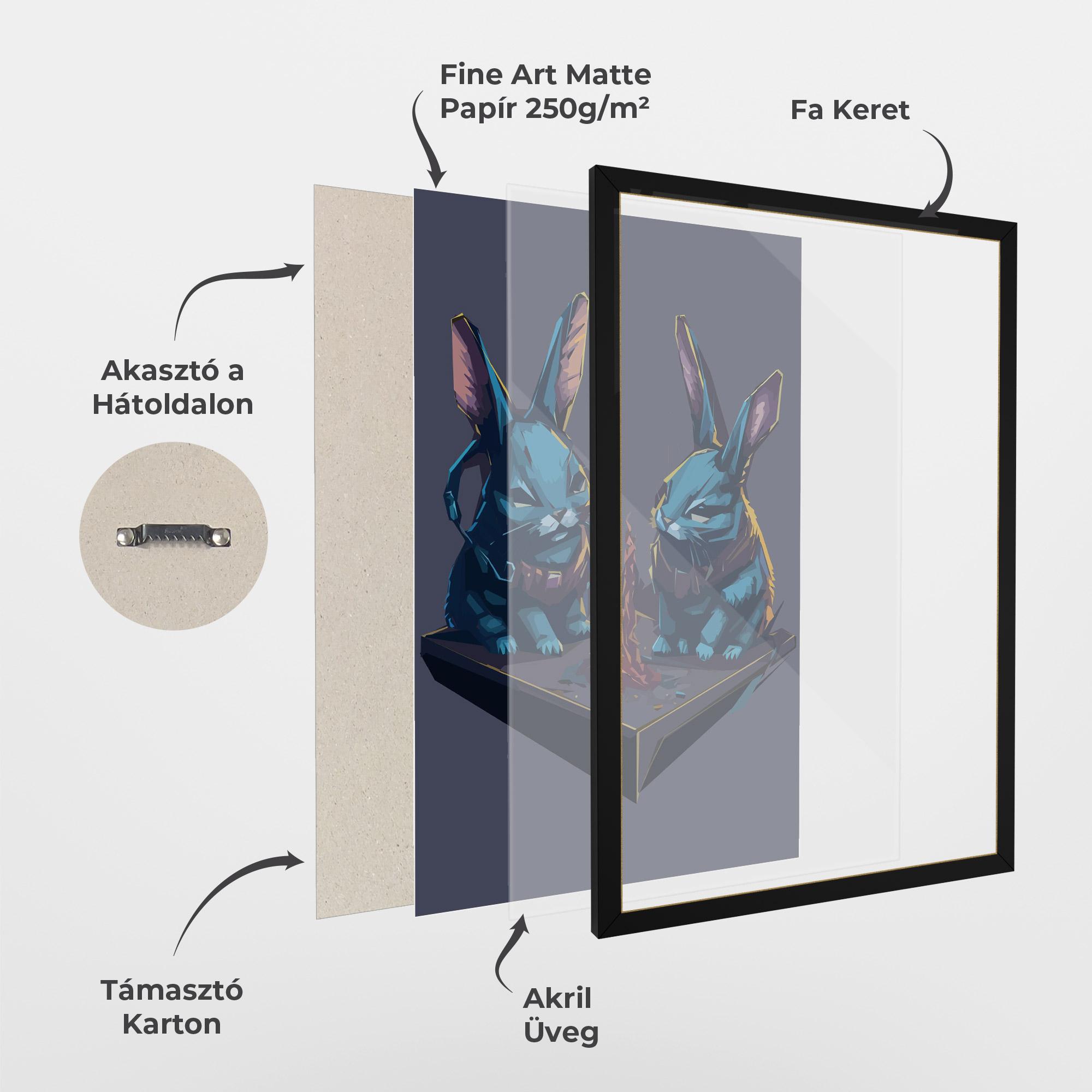 Keretezett Poszter Rabbit Headset mockup 1