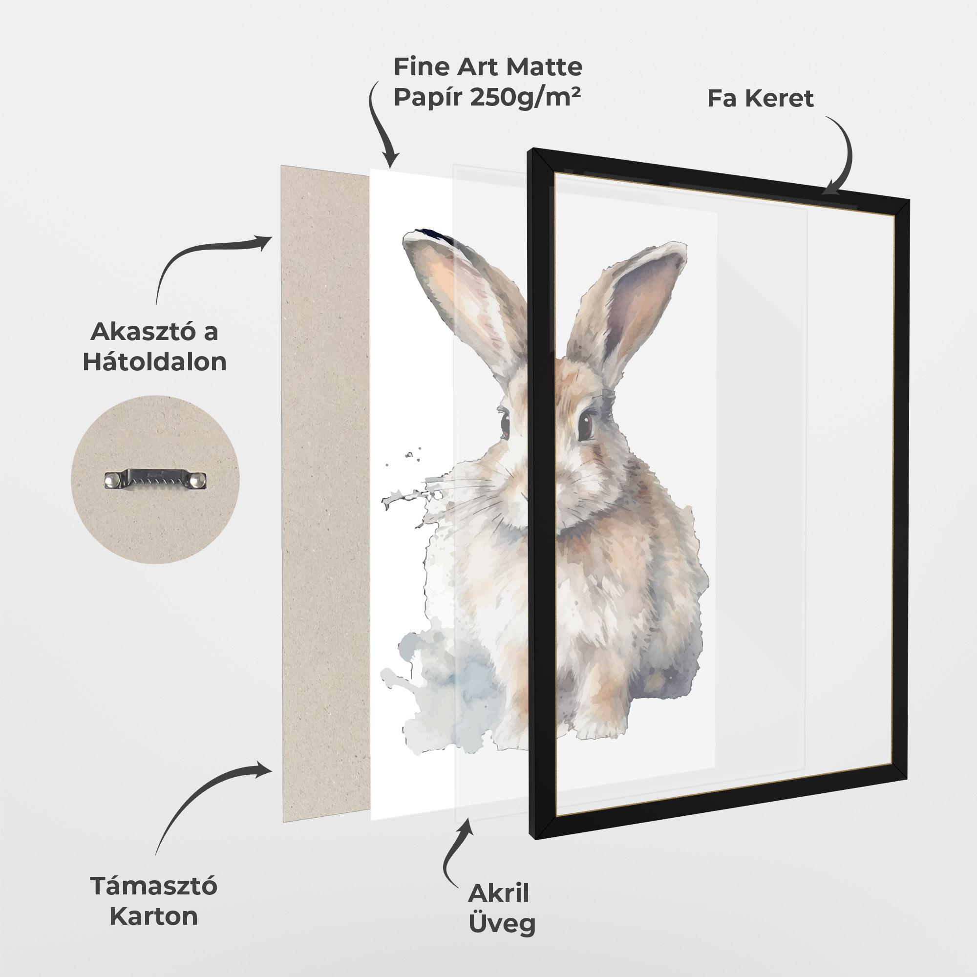 Keretezett Poszter Watercolor Cute Bunny mockup 1