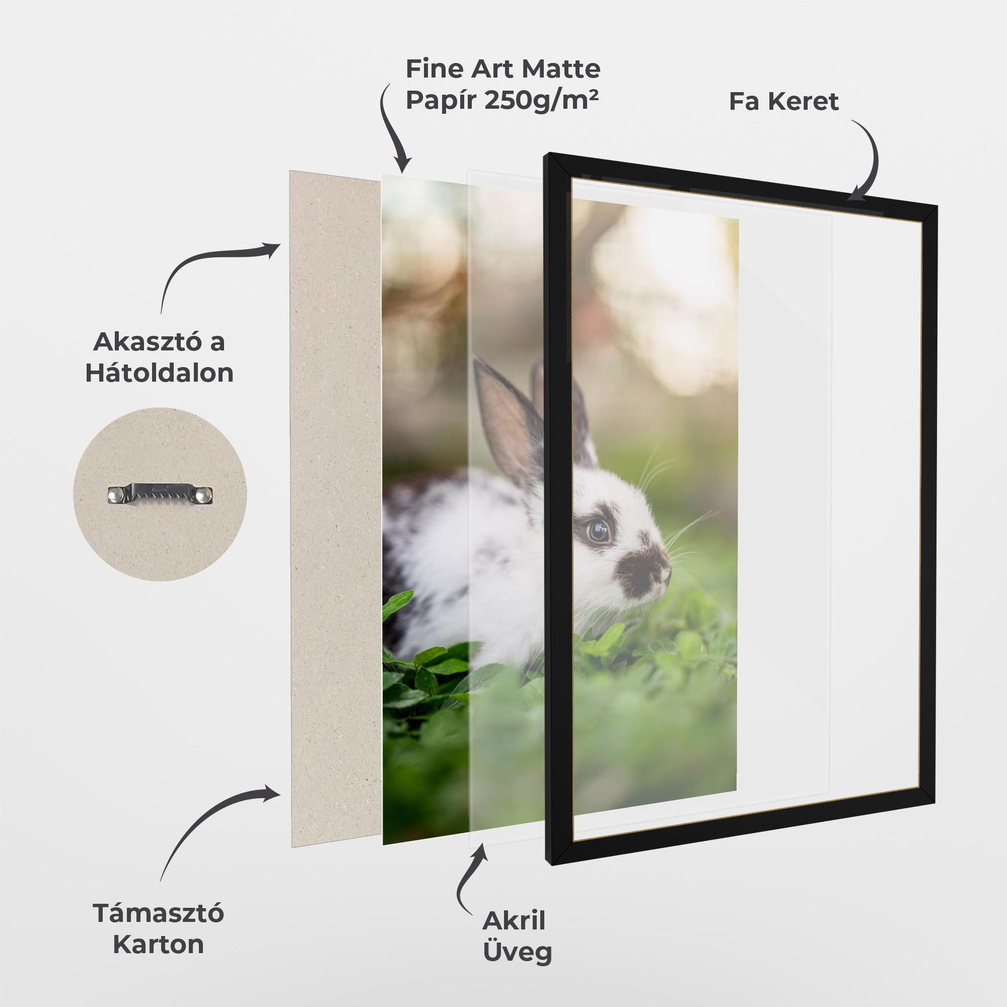 Keretezett Poszter White Black Bunny mockup 1