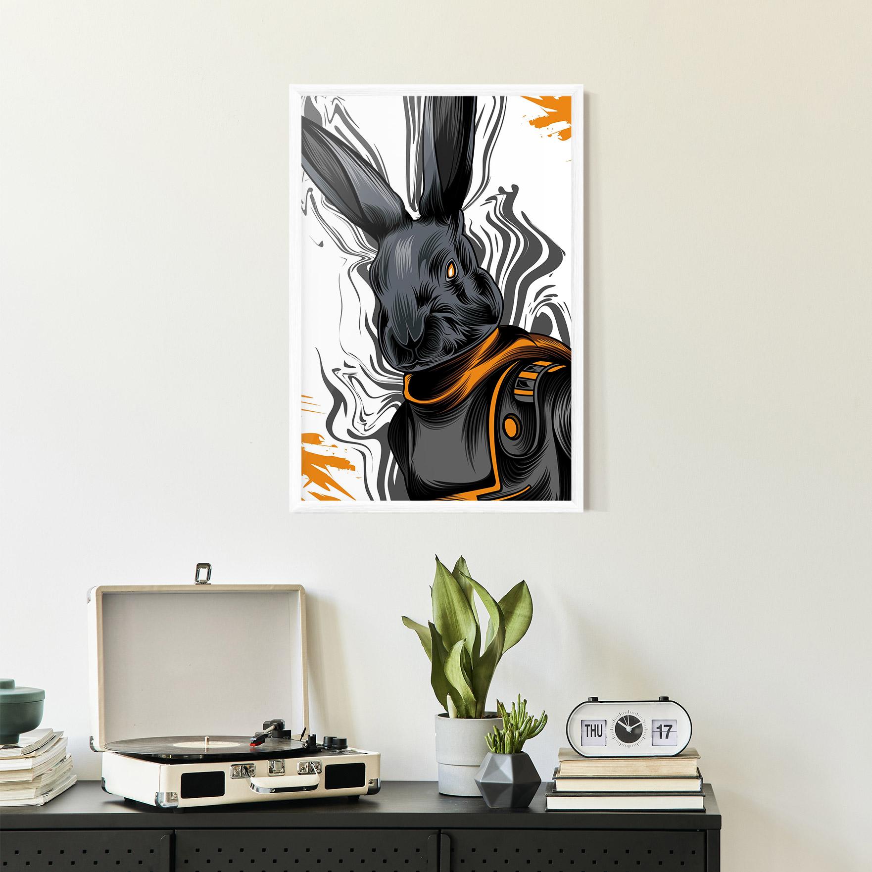 Keretezett Poszter Cyborg Yellow Bunny mockup 2