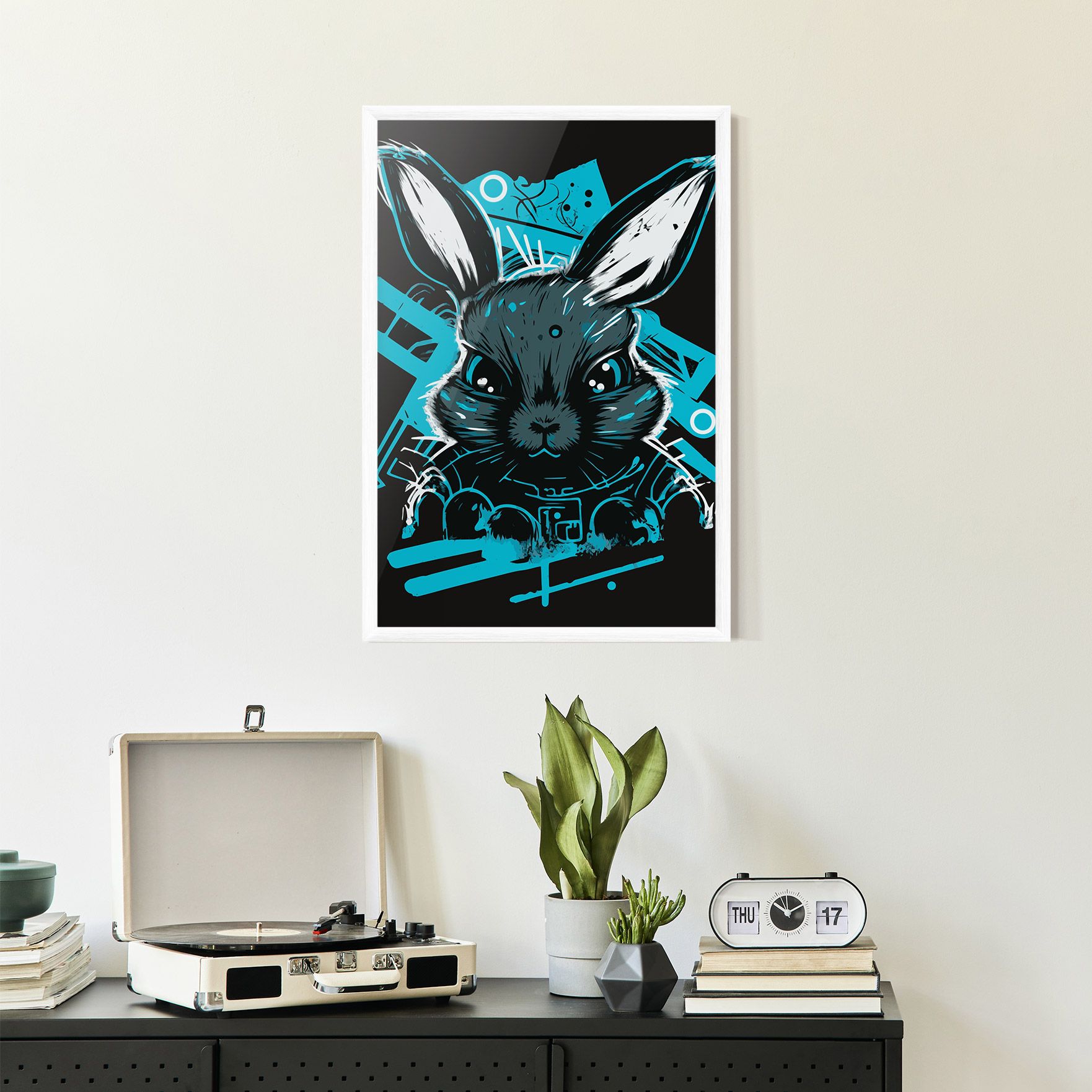 Grey Blue Bunny mockup 2