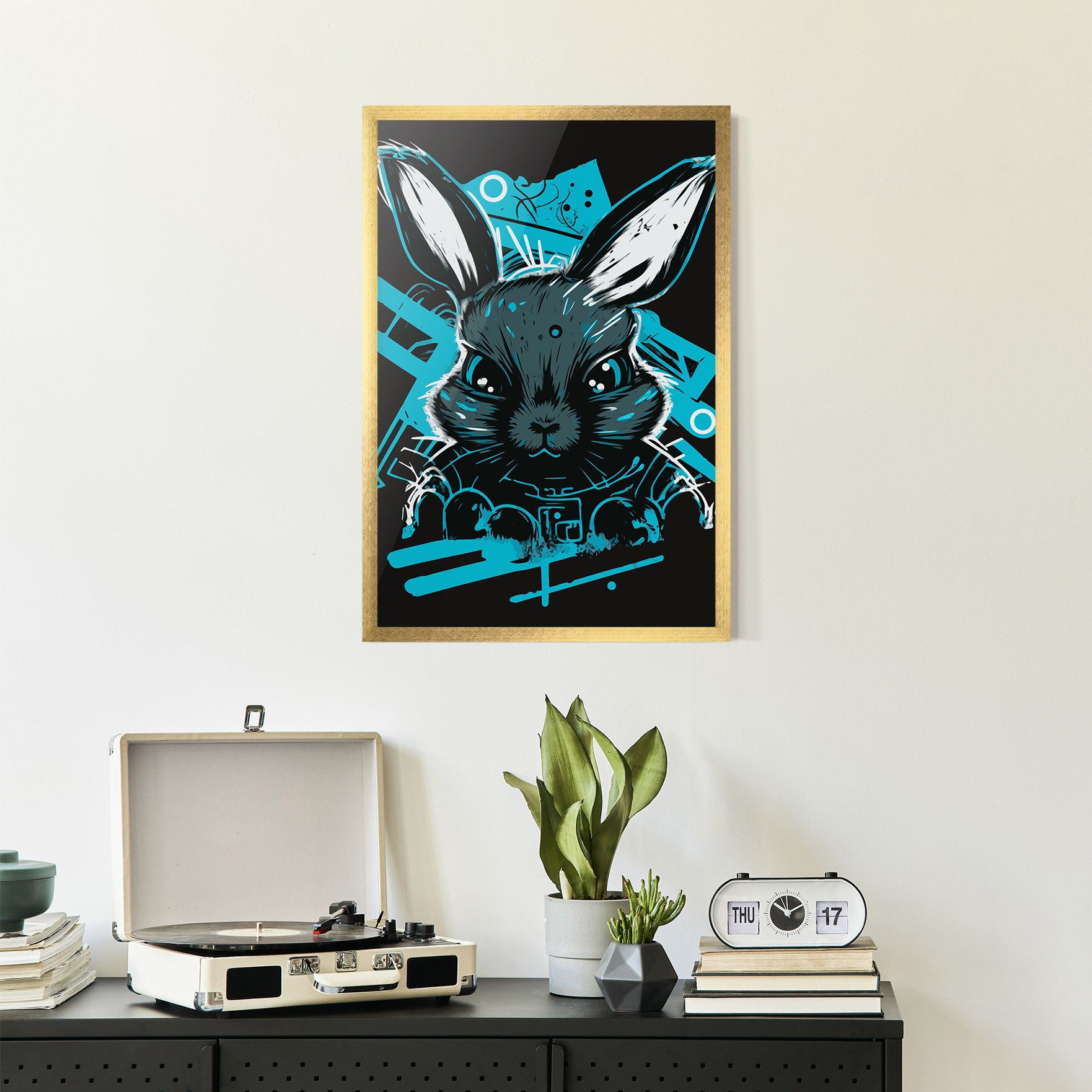 Grey Blue Bunny mockup 2