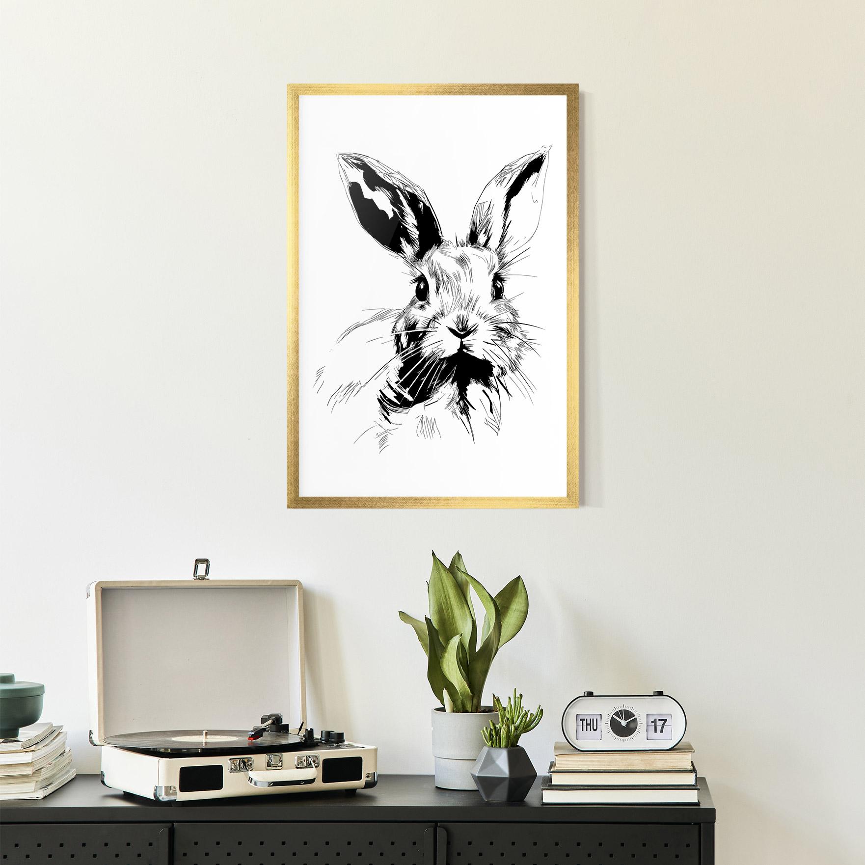 Keretezett Poszter Rabbit Looking mockup 2