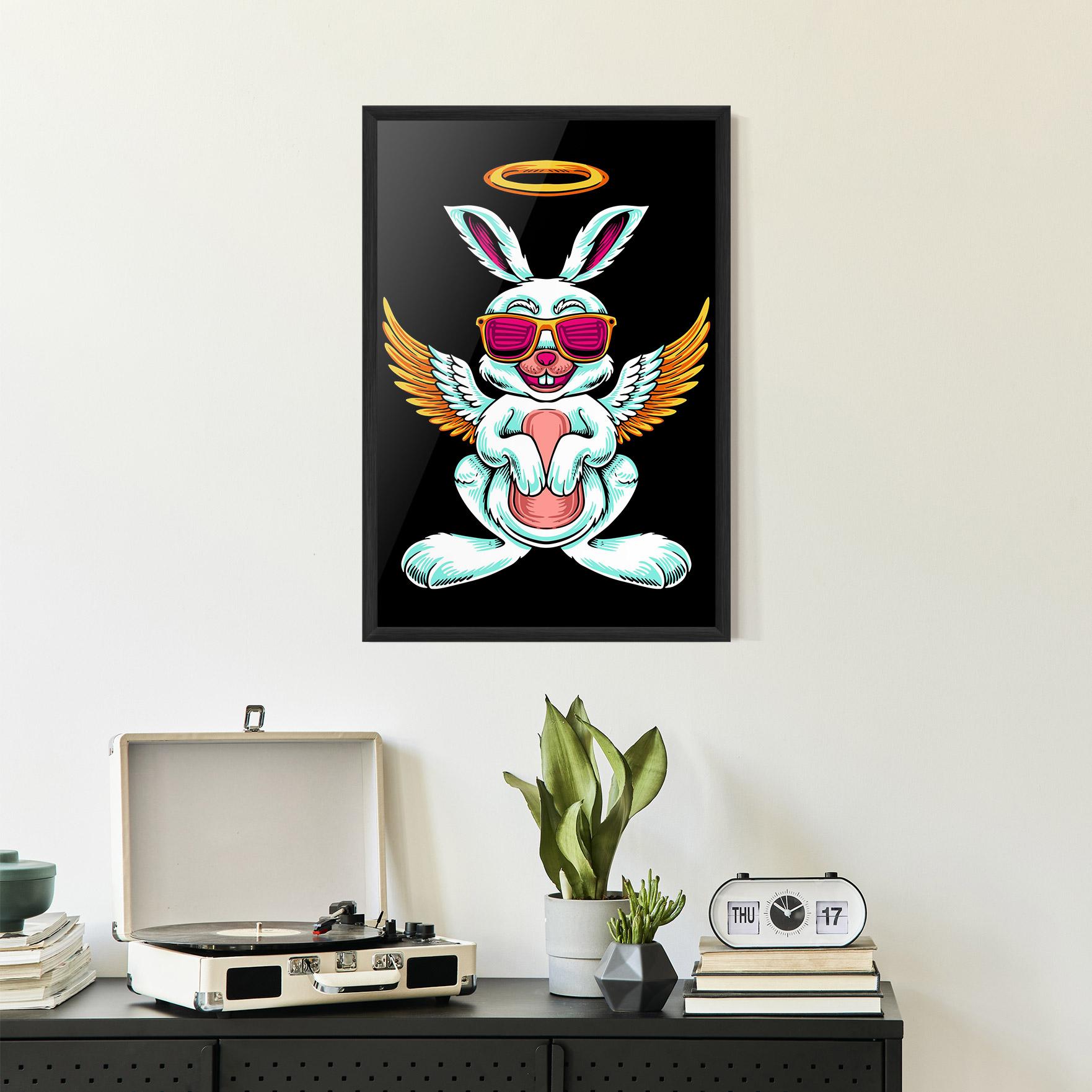 Keretezett Poszter Angel Cool Bunny mockup 2