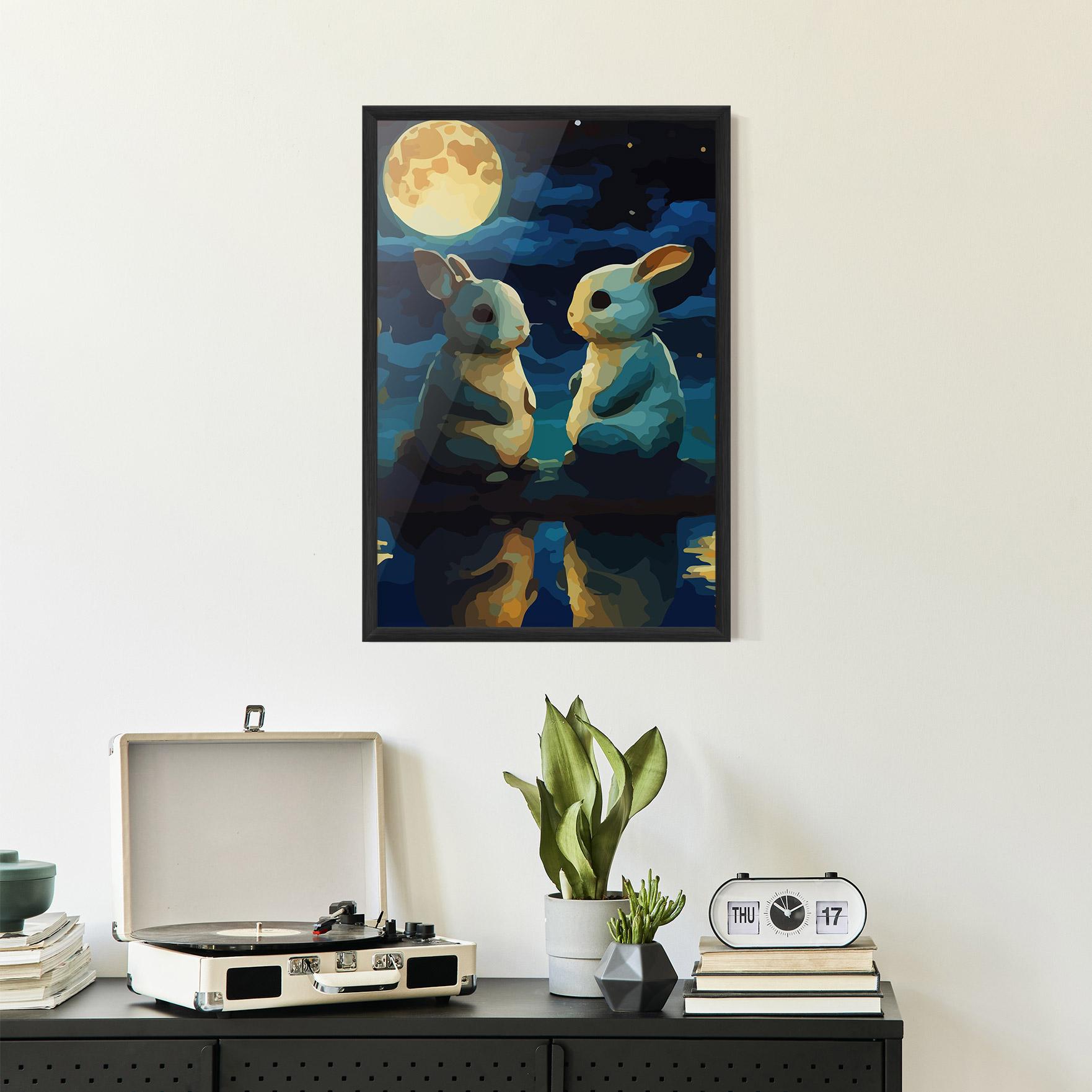Keretezett Poszter Full Moon Bunny mockup 2