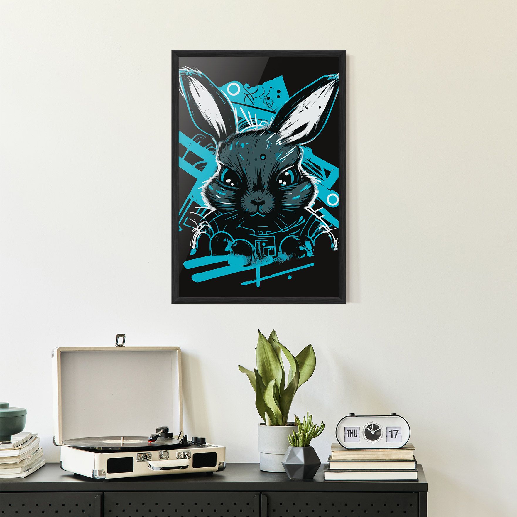 Grey Blue Bunny mockup 2